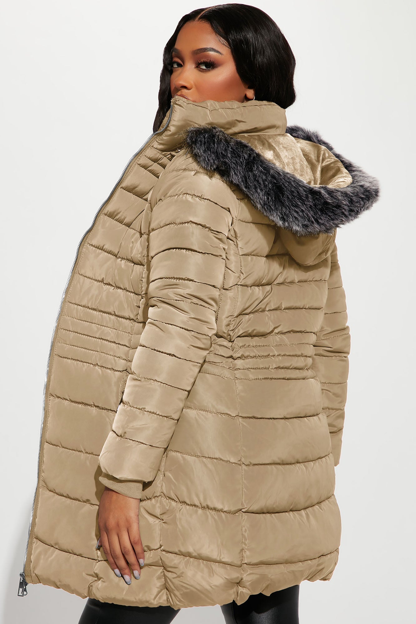 Caught In The Cold Puffer Coat - Beige