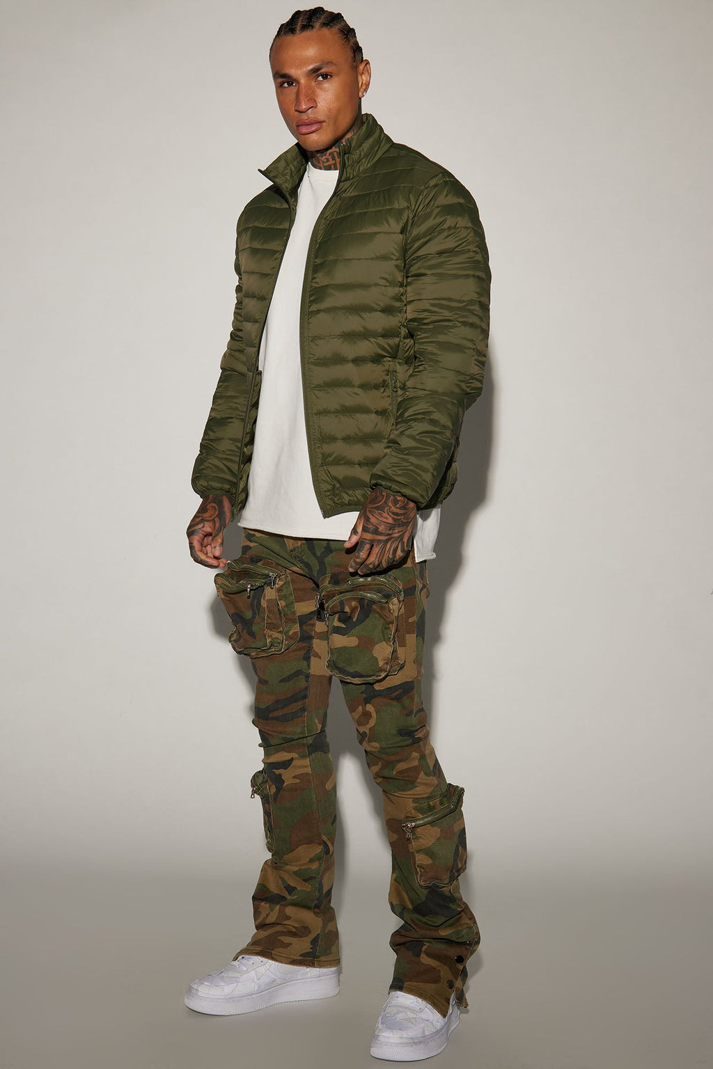 Round Up Stacked Skinny Flare Pants - Camouflage