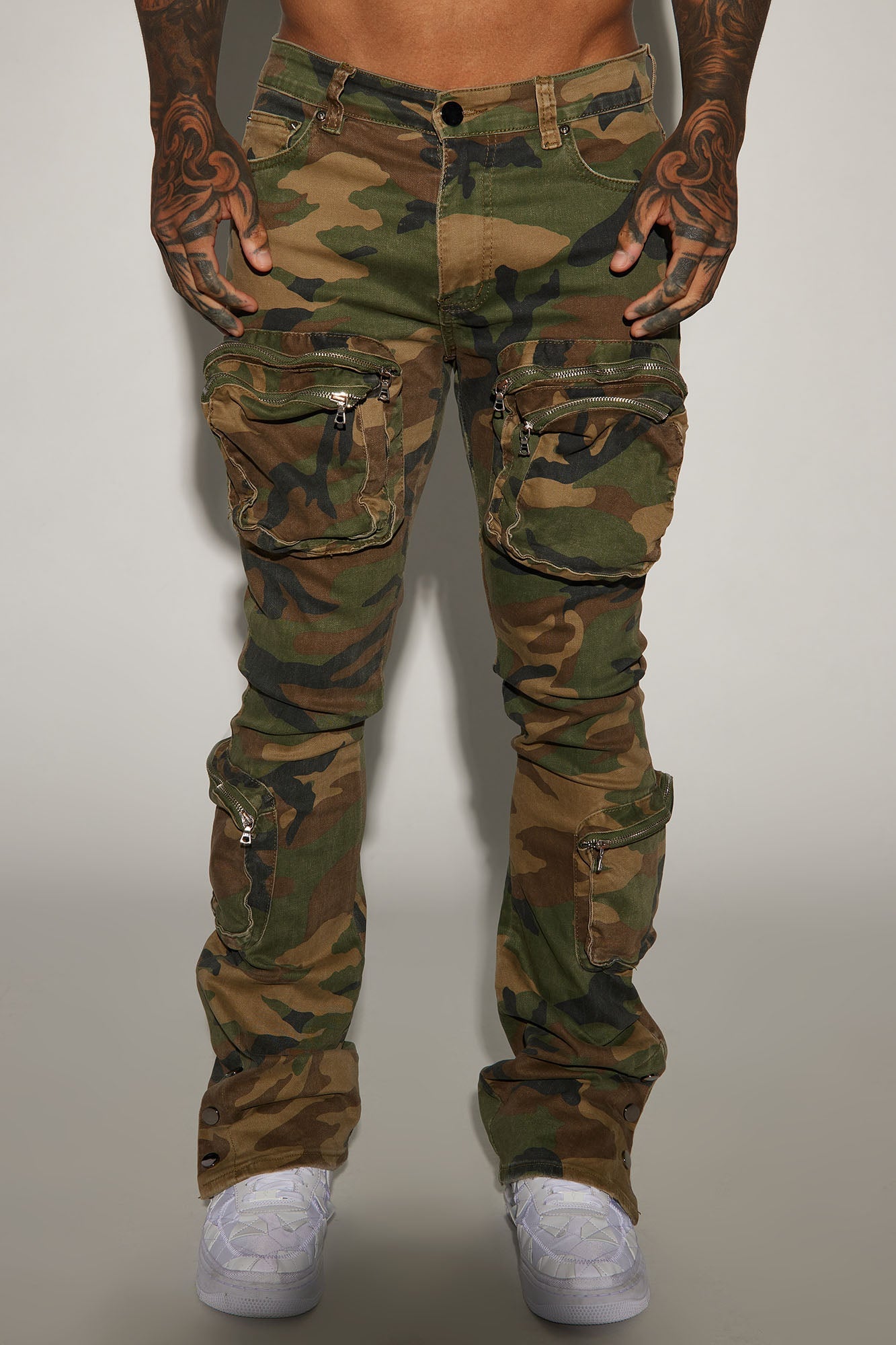 Round Up Stacked Skinny Flare Pants - Camouflage