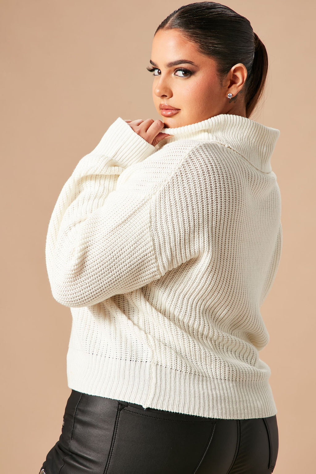 Roll With The Flow Turtleneck Sweater - Ivory