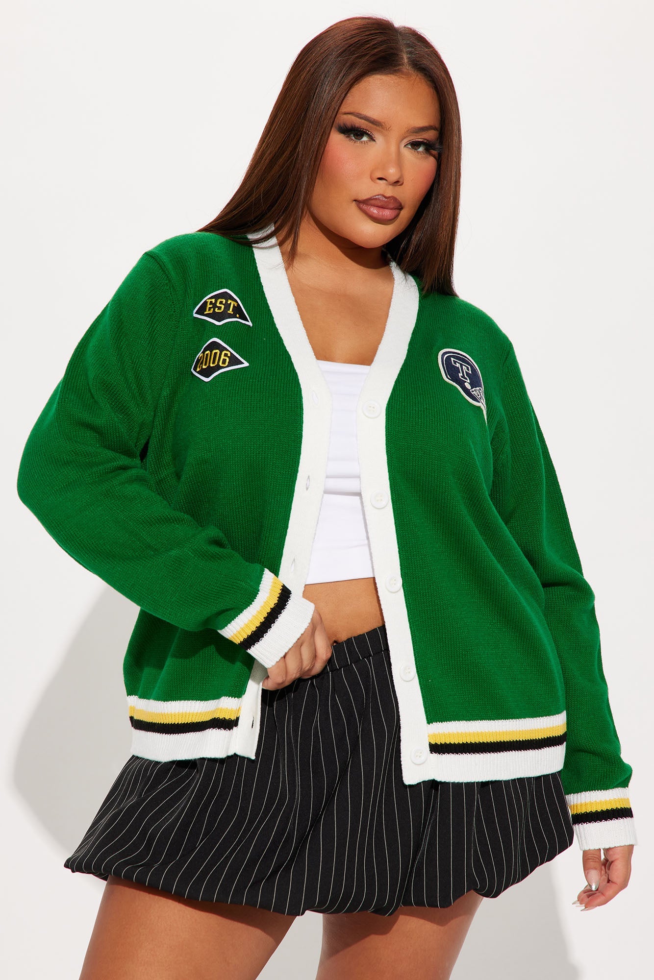 Half Time Varsity Cardigan - Green