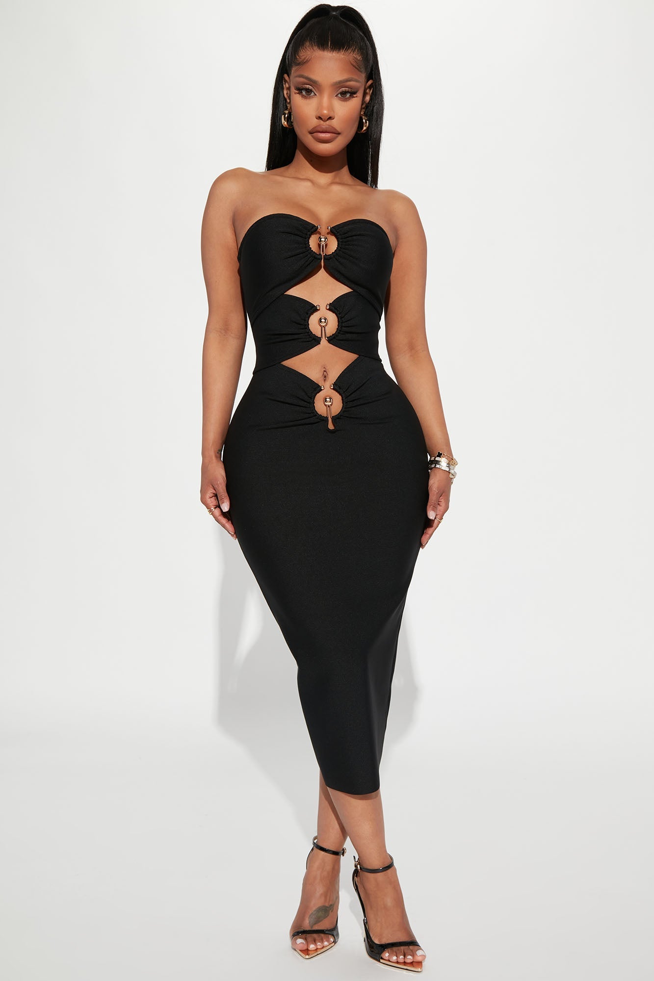 Bec Bandage Midi Dress - Black