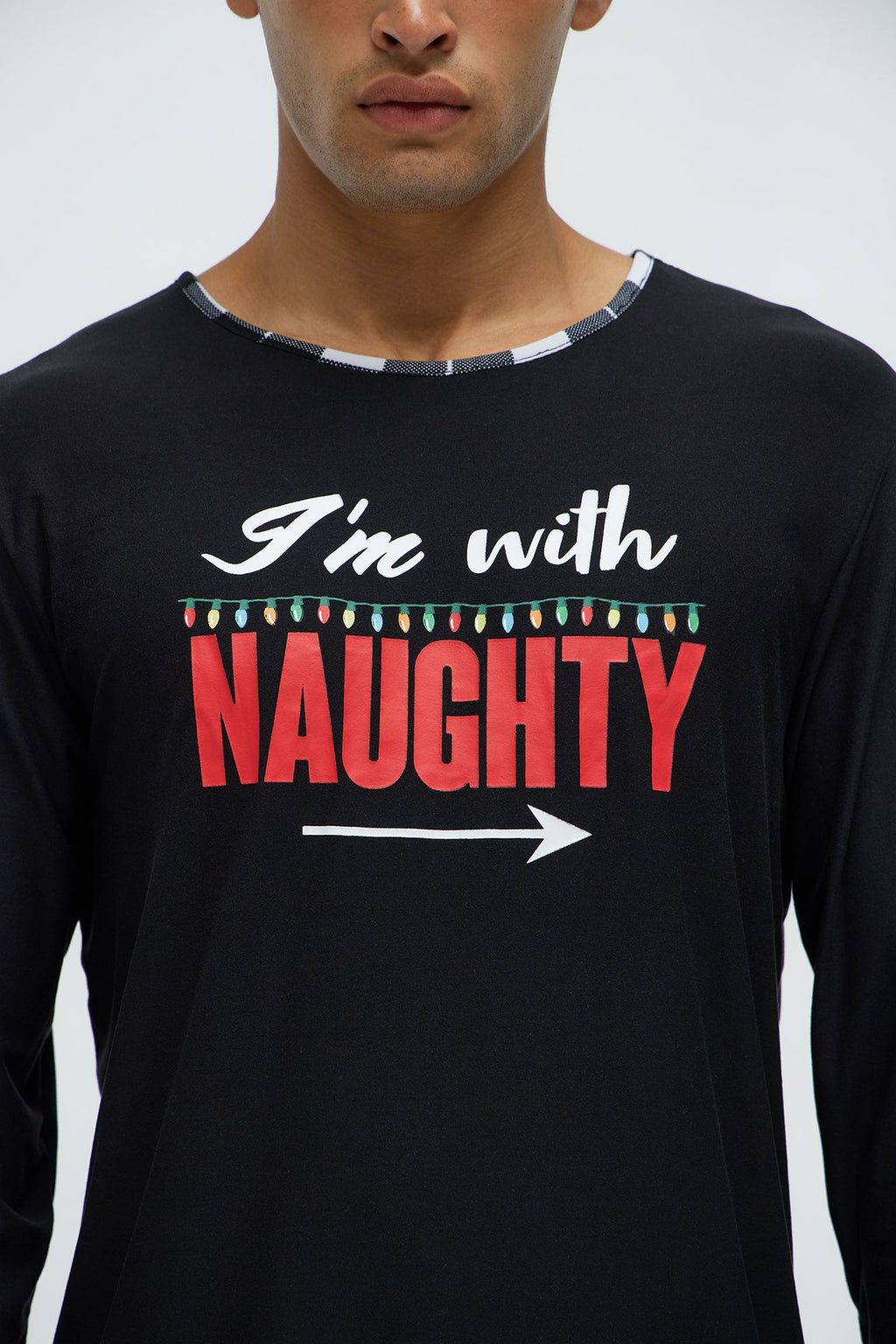 I'm With Naughty Christmas Holiday PJ Set - Black