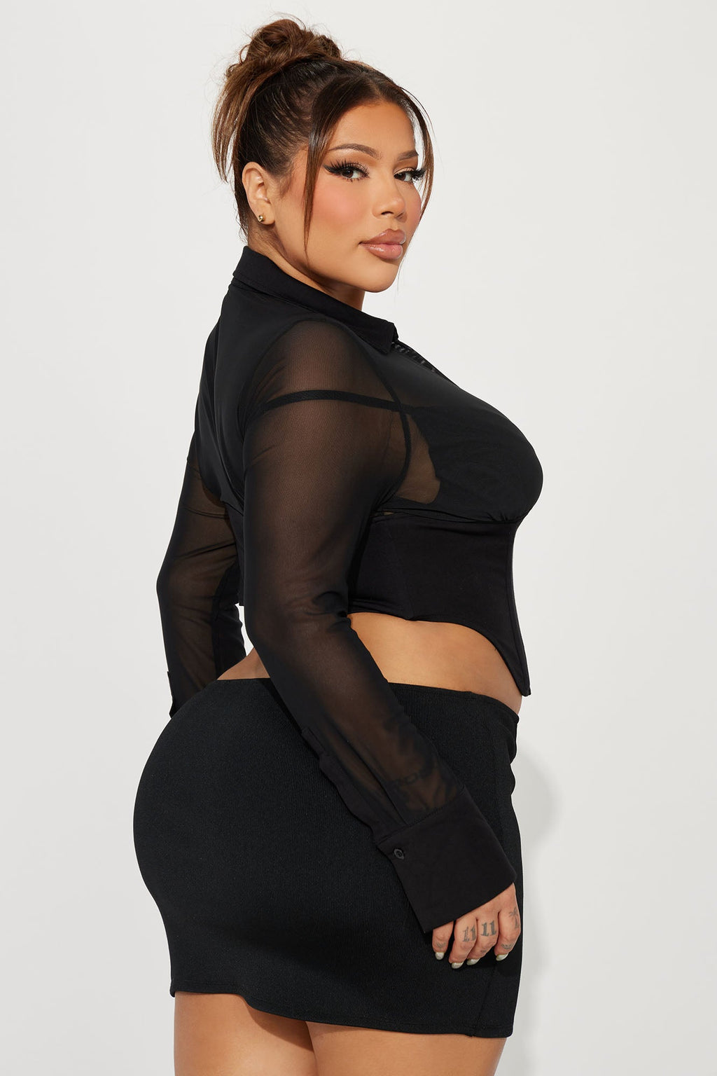 Secret's Out Mesh Corset Top - Black