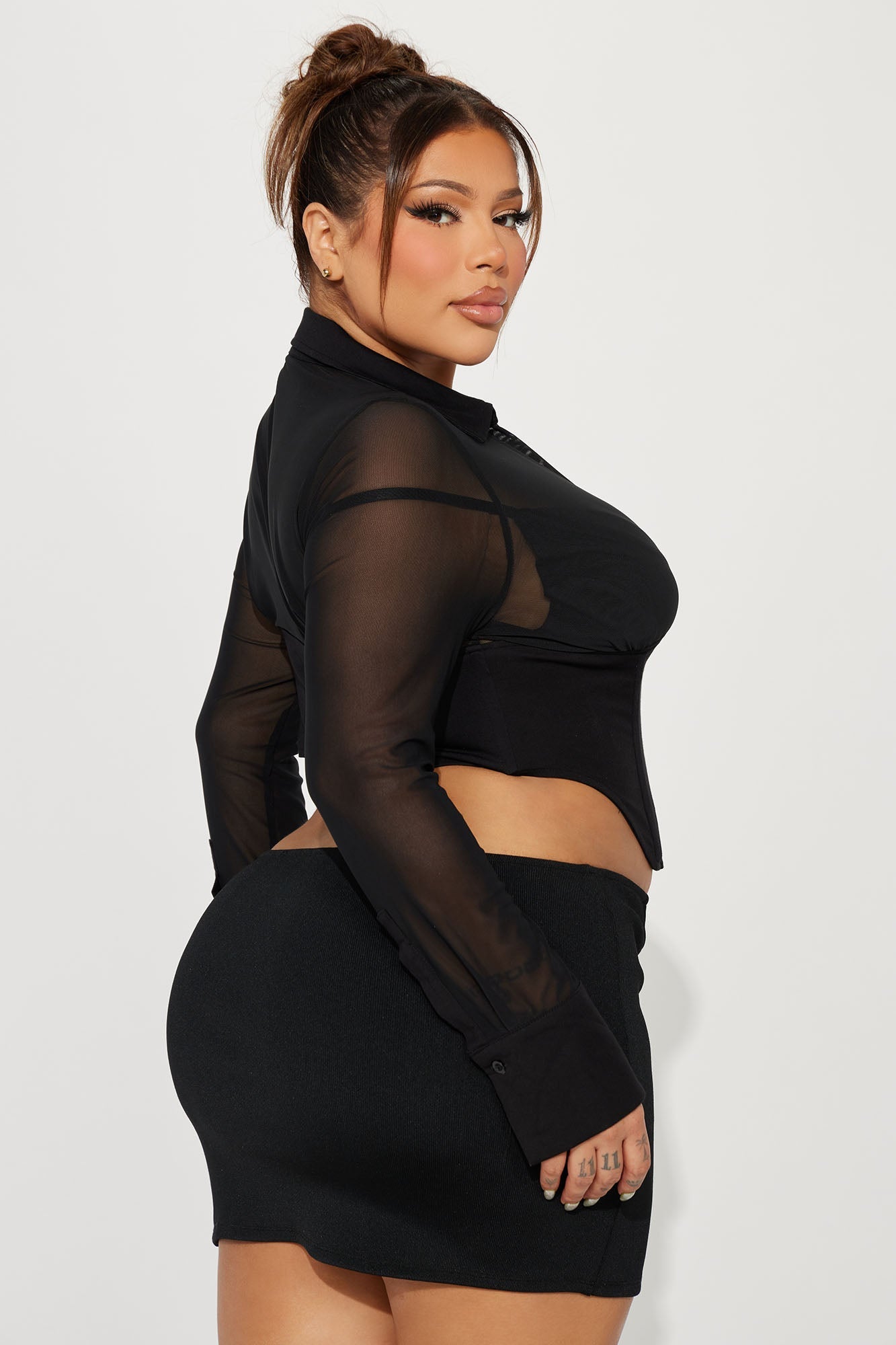 Secret's Out Mesh Corset Top - Black