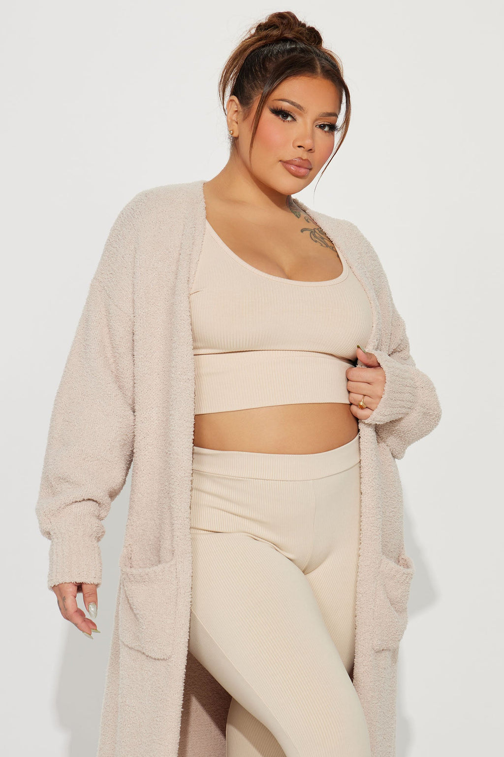 Living In It Cardigan - Taupe