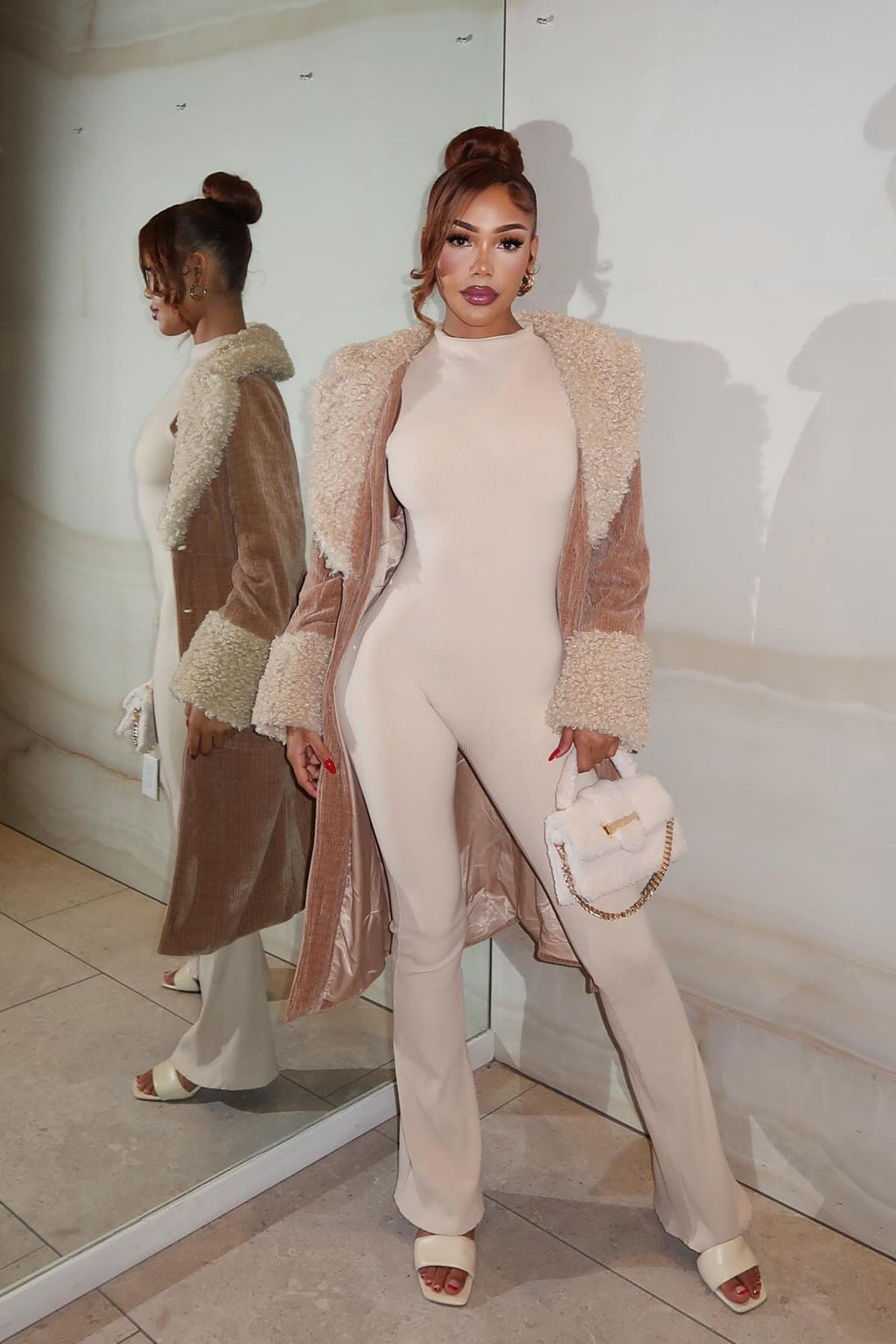 Amber Snatched Flare Jumpsuit - Cream