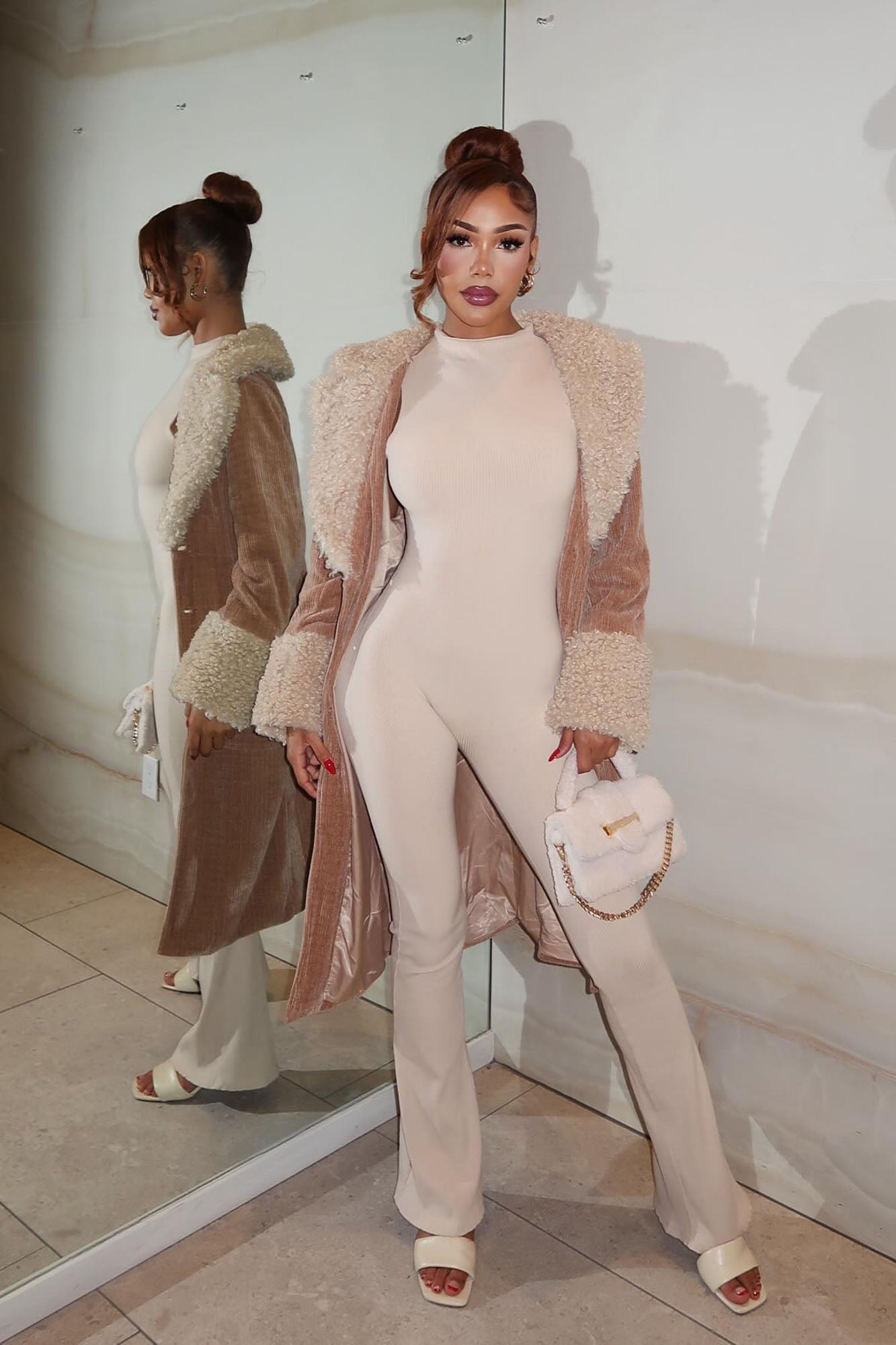 Amber Snatched Flare Jumpsuit - Cream