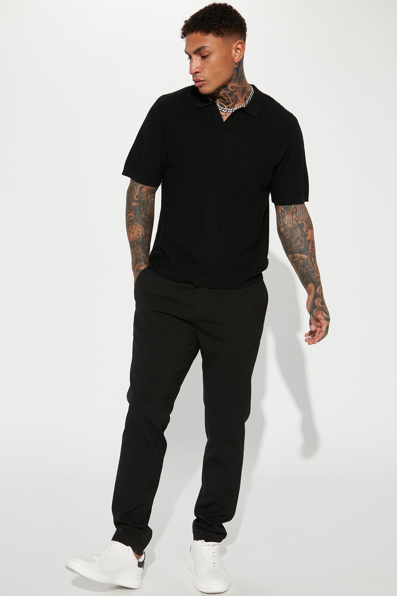 Coastal Knit Short Sleeve Shirt - Black