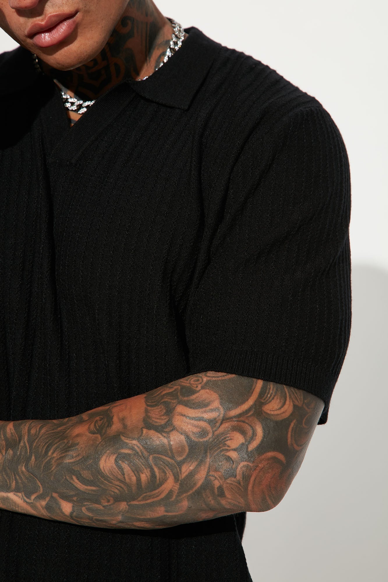 Coastal Knit Short Sleeve Shirt - Black