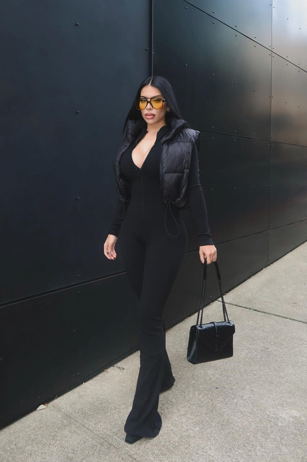 Sabrina Snatched Flare Jumpsuit - Black