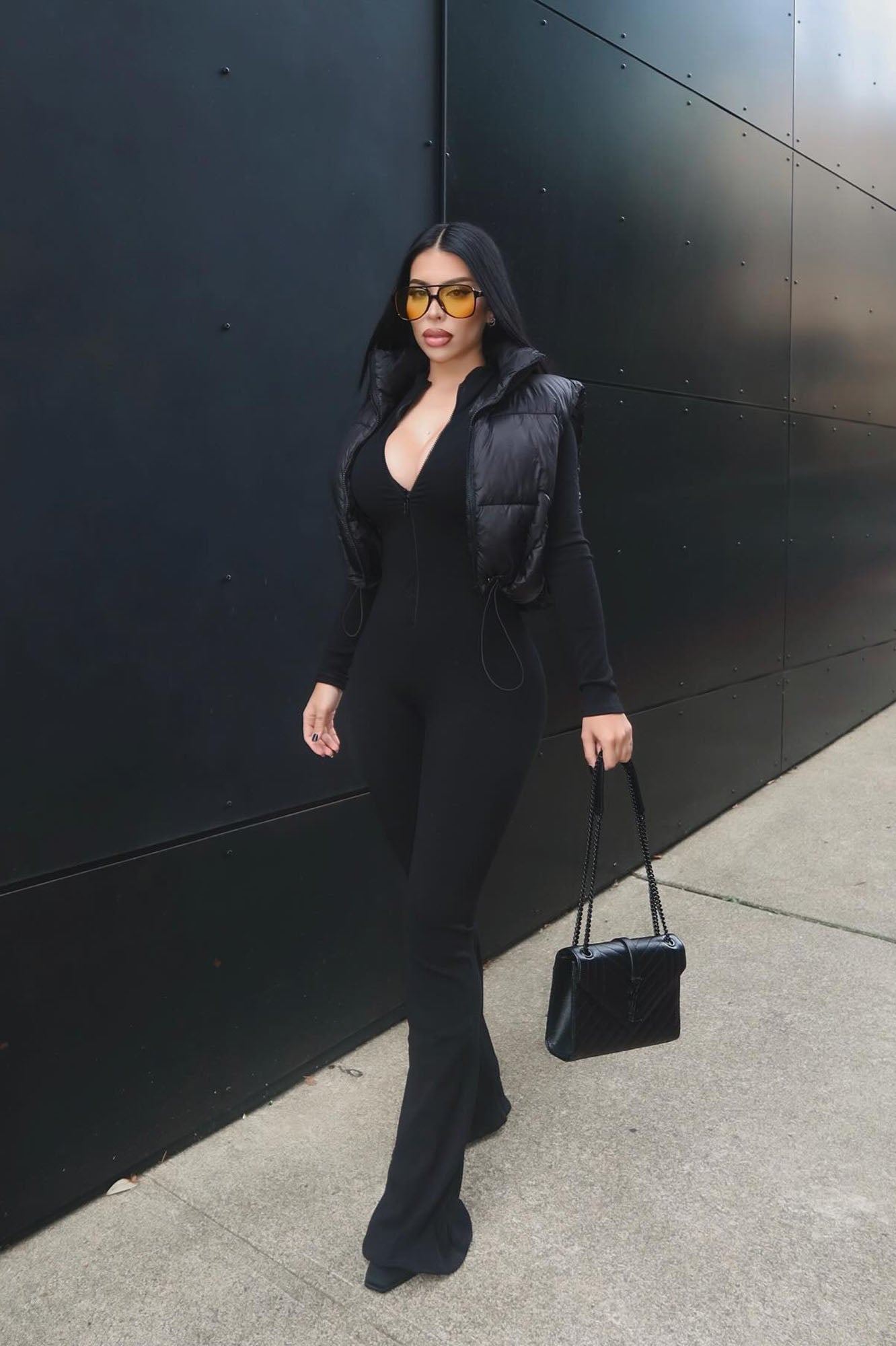 Sabrina Snatched Flare Jumpsuit - Black