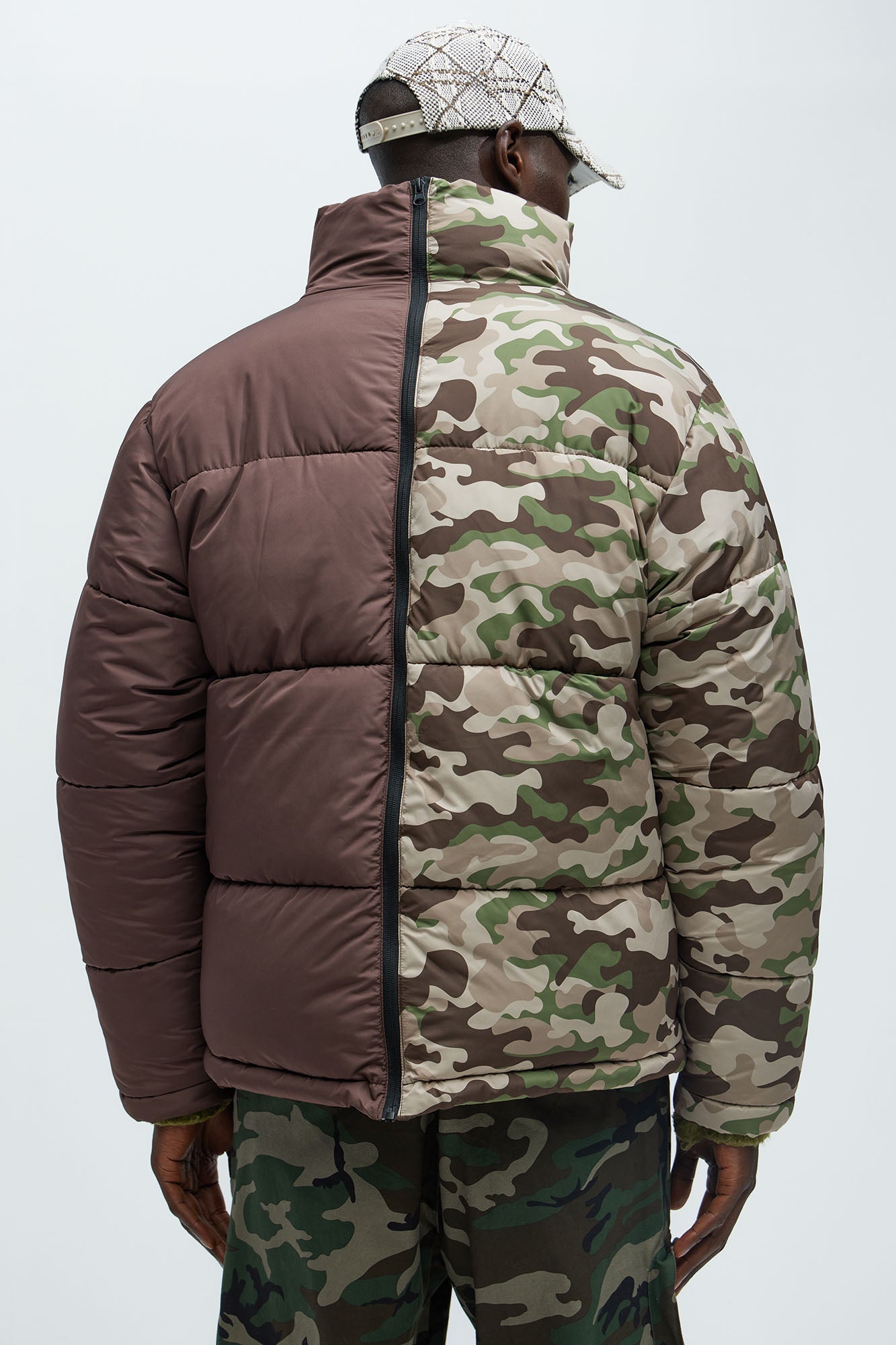 Shuffle Split Puffer Jacket - Brown Combo