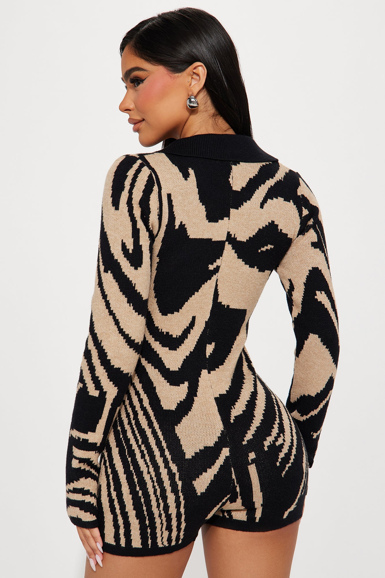 Cozy Nights Sweater Romper - Mocha/combo