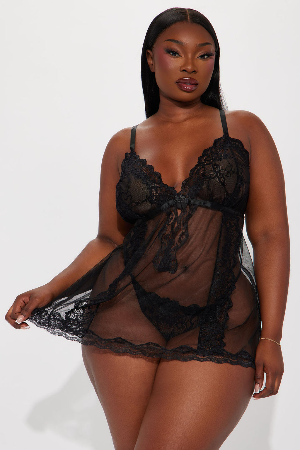 All For Me Lace Babydoll - Black