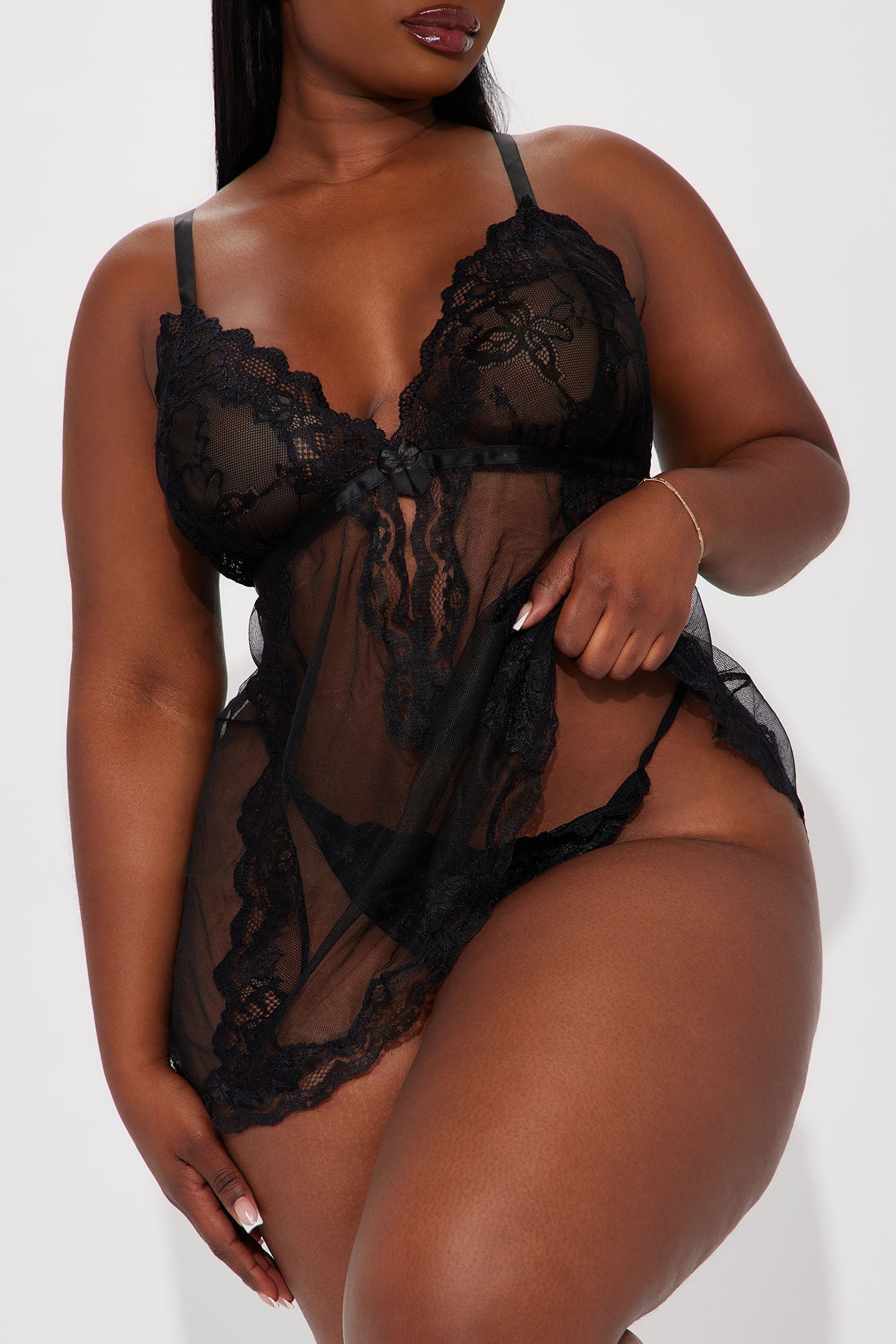 All For Me Lace Babydoll - Black