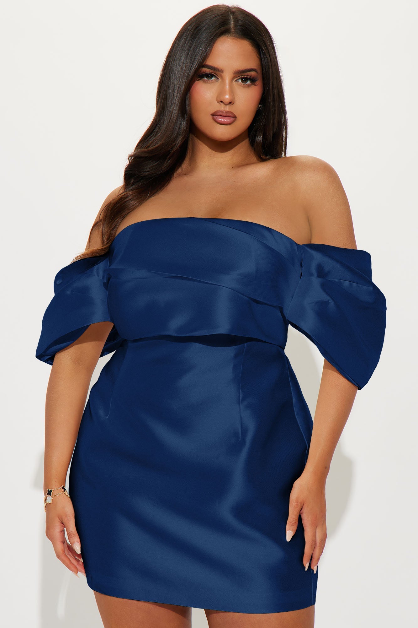 Allison Taffeta Mini Dress - Navy