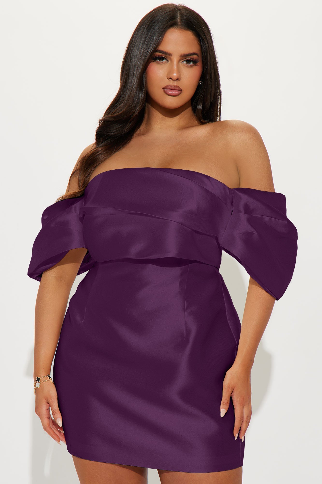 Allison Taffeta Mini Dress - Plum