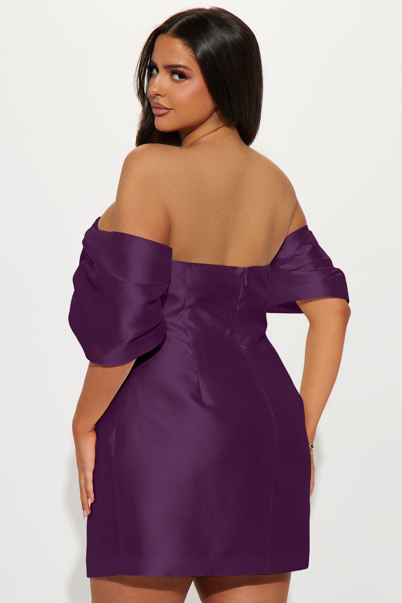 Allison Taffeta Mini Dress - Plum