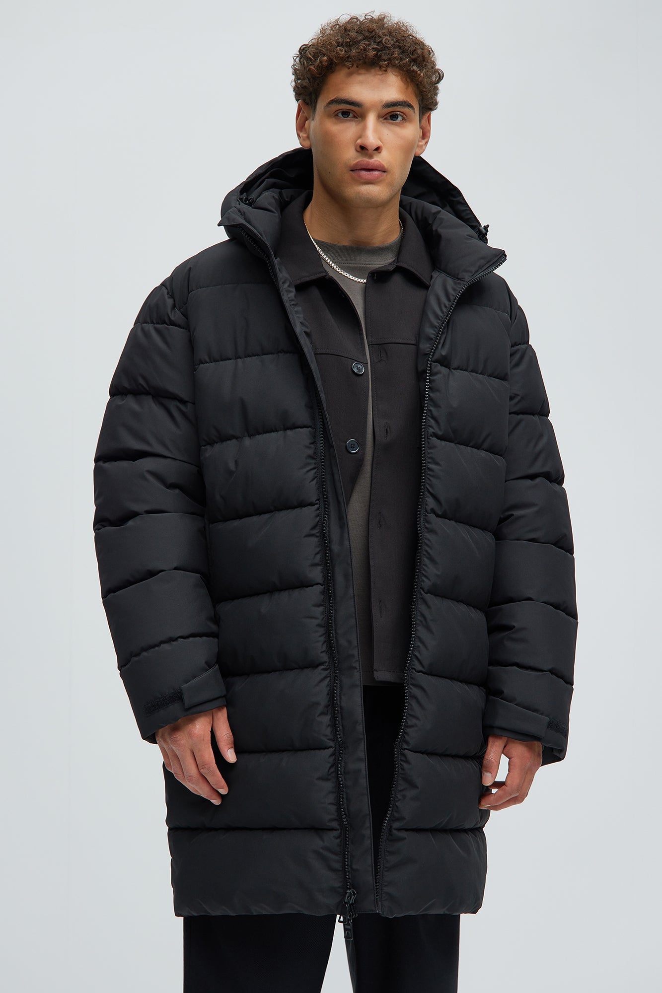 Flexin' Puffer Long Coat - Black