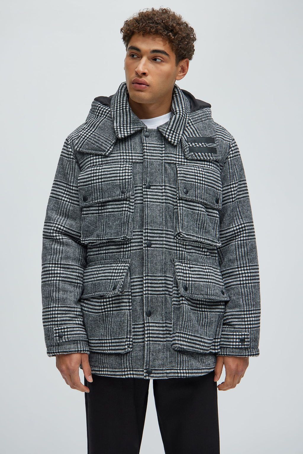 Careless And Free Plaid Jacket - Black