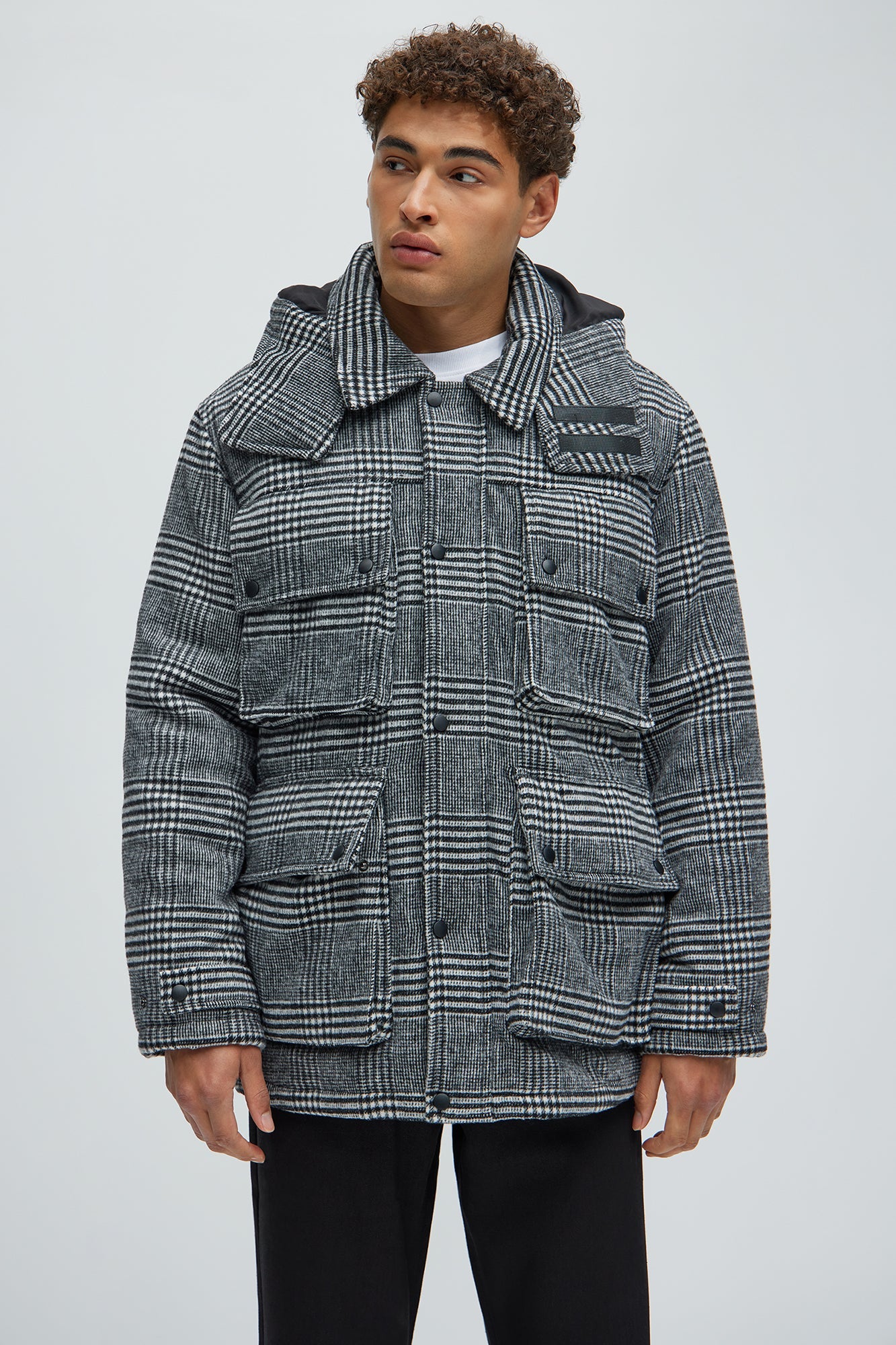 Careless And Free Plaid Jacket - Black