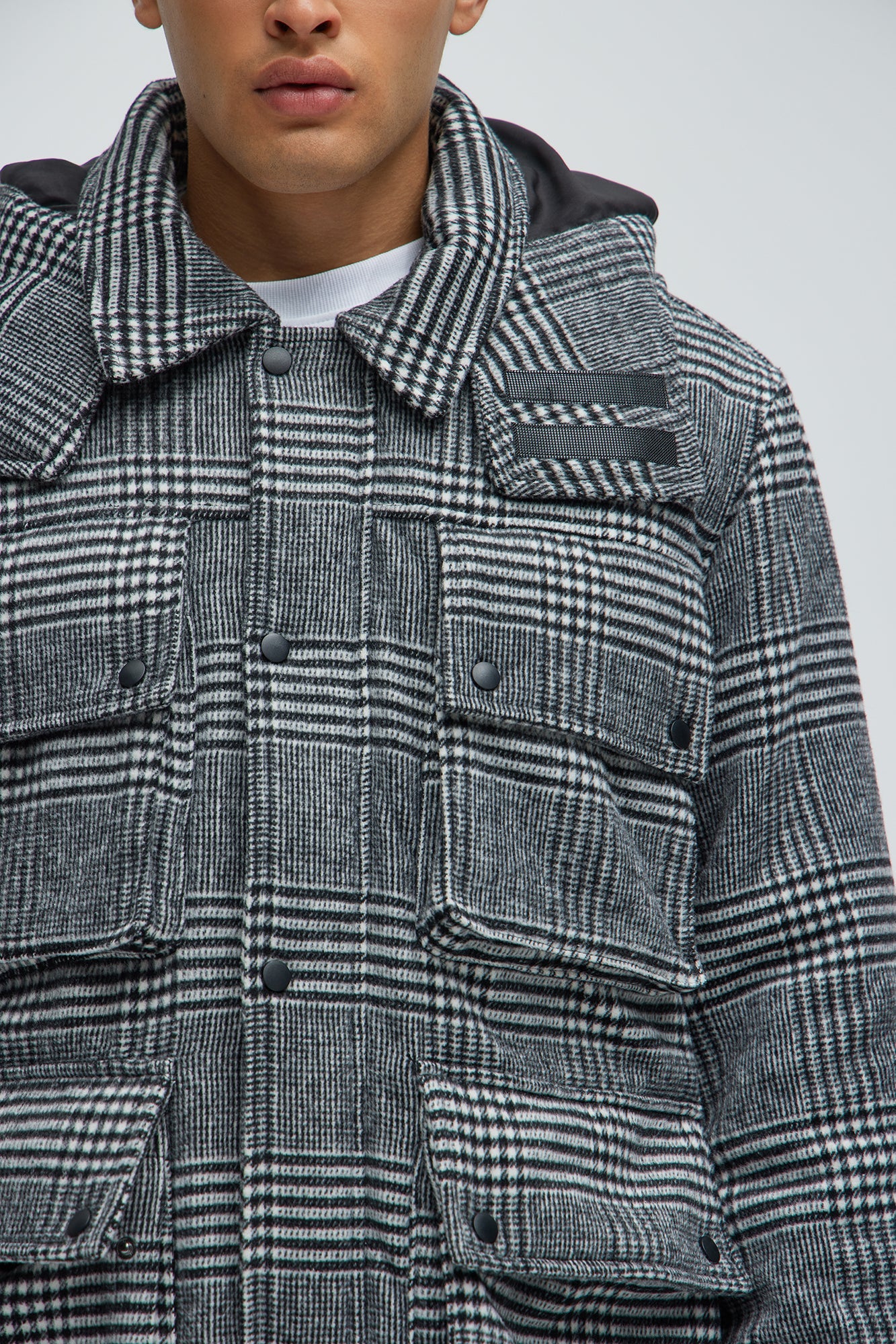 Careless And Free Plaid Jacket - Black