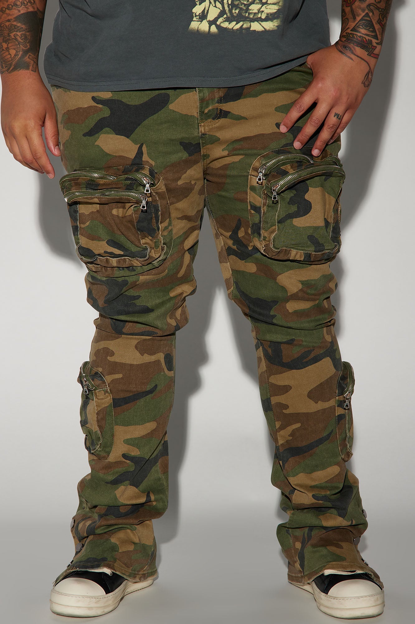 Round Up Stacked Skinny Flare Pants - Camouflage