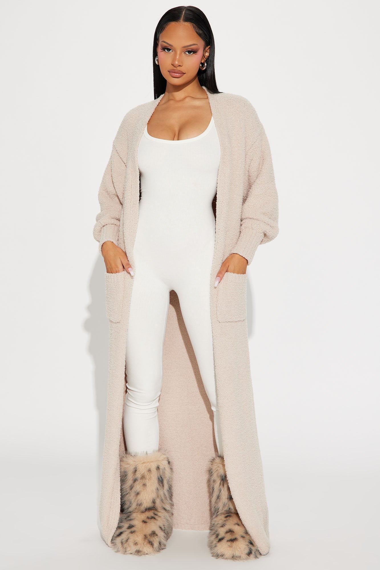 Living In It Cardigan - Taupe