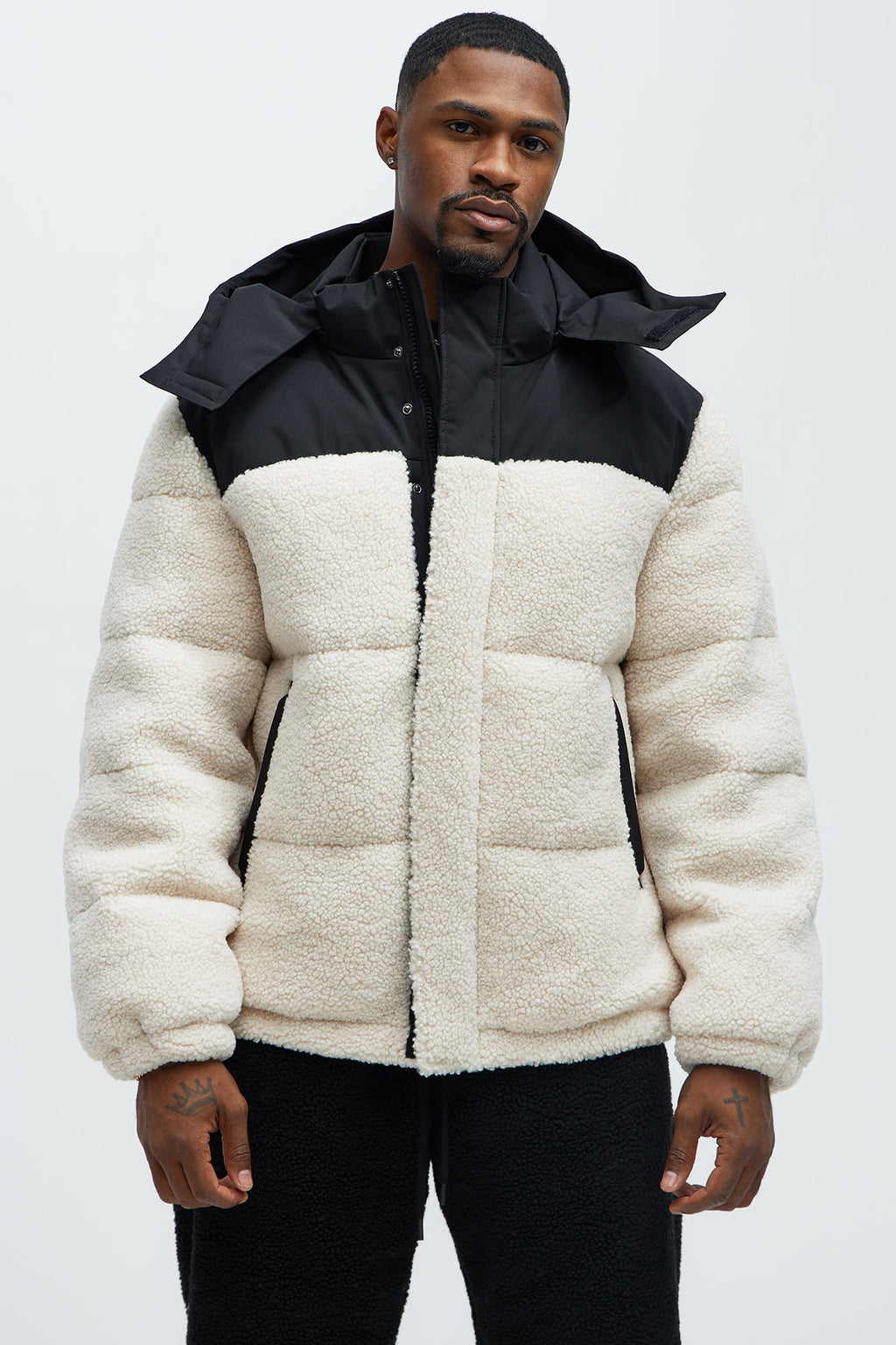Real Thoughts Colorblock Puffer - Tan/Multi
