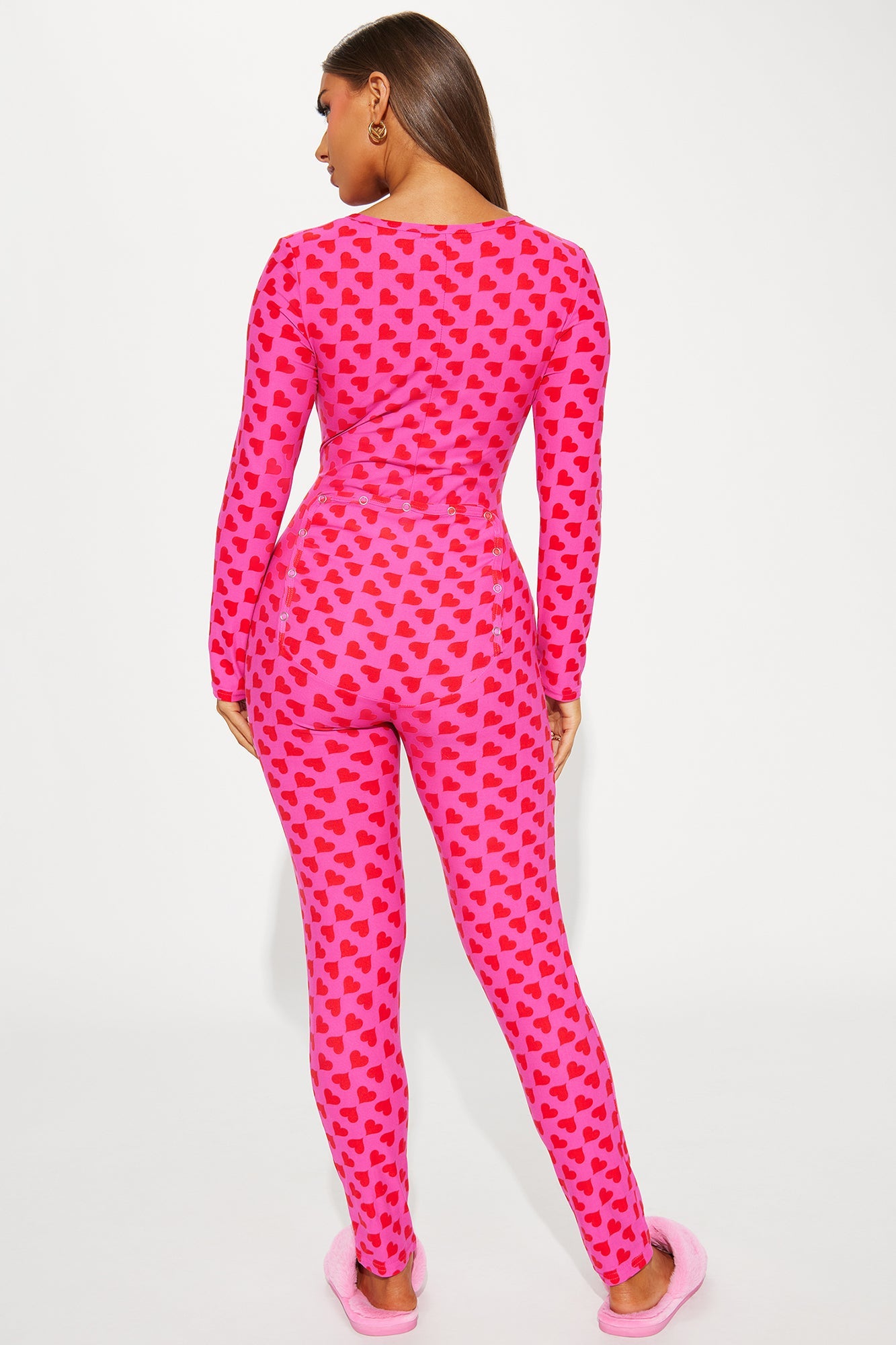You Have My Heart PJ Jumpsuit Onesie - Hot Pink/combo