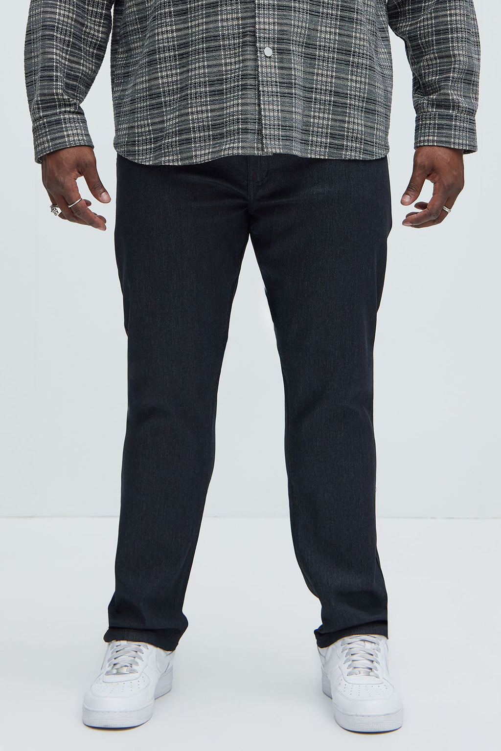 Stretch Raw Denim Skinny Jeans - Black