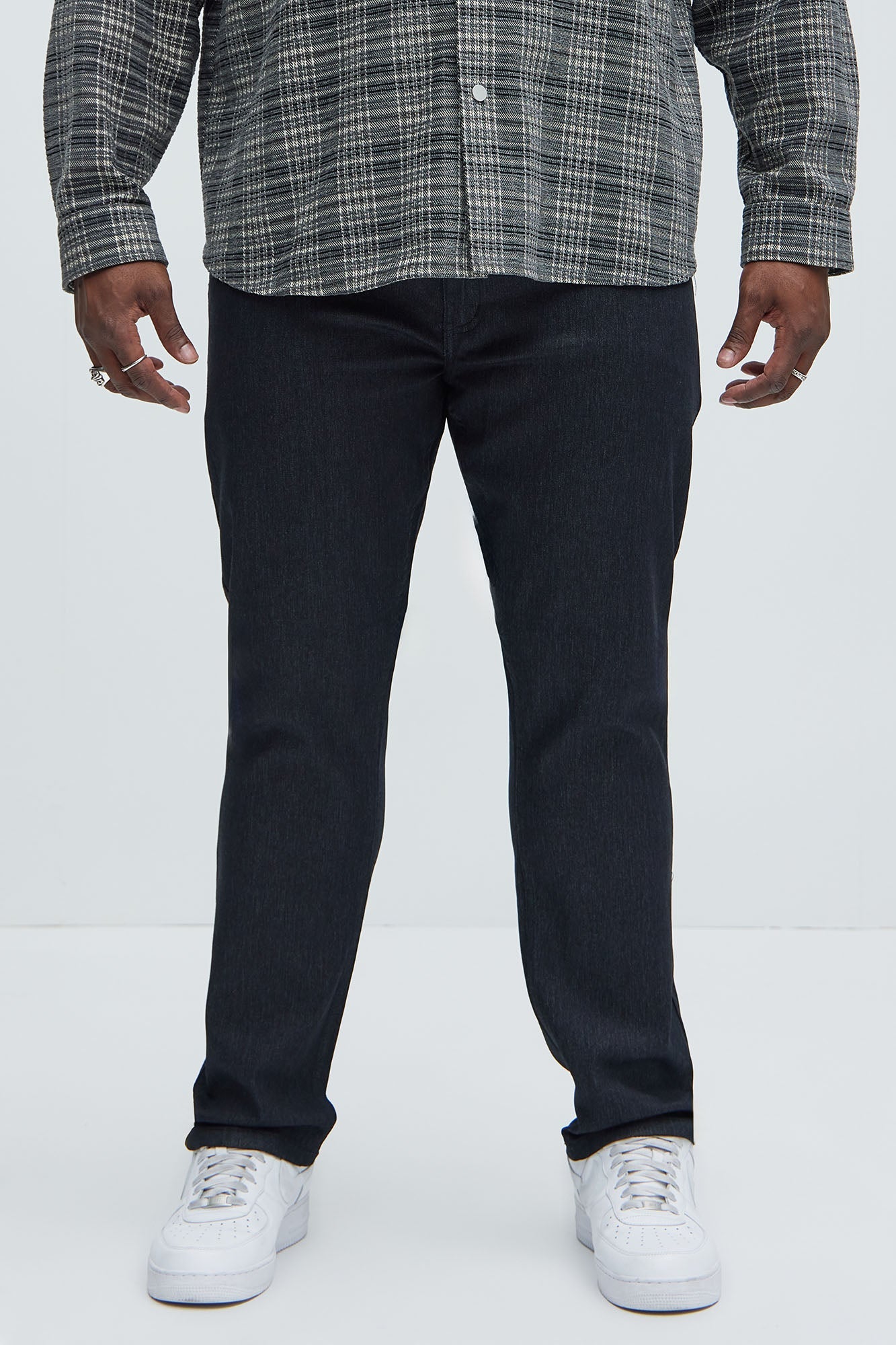 Stretch Raw Denim Skinny Jeans - Black