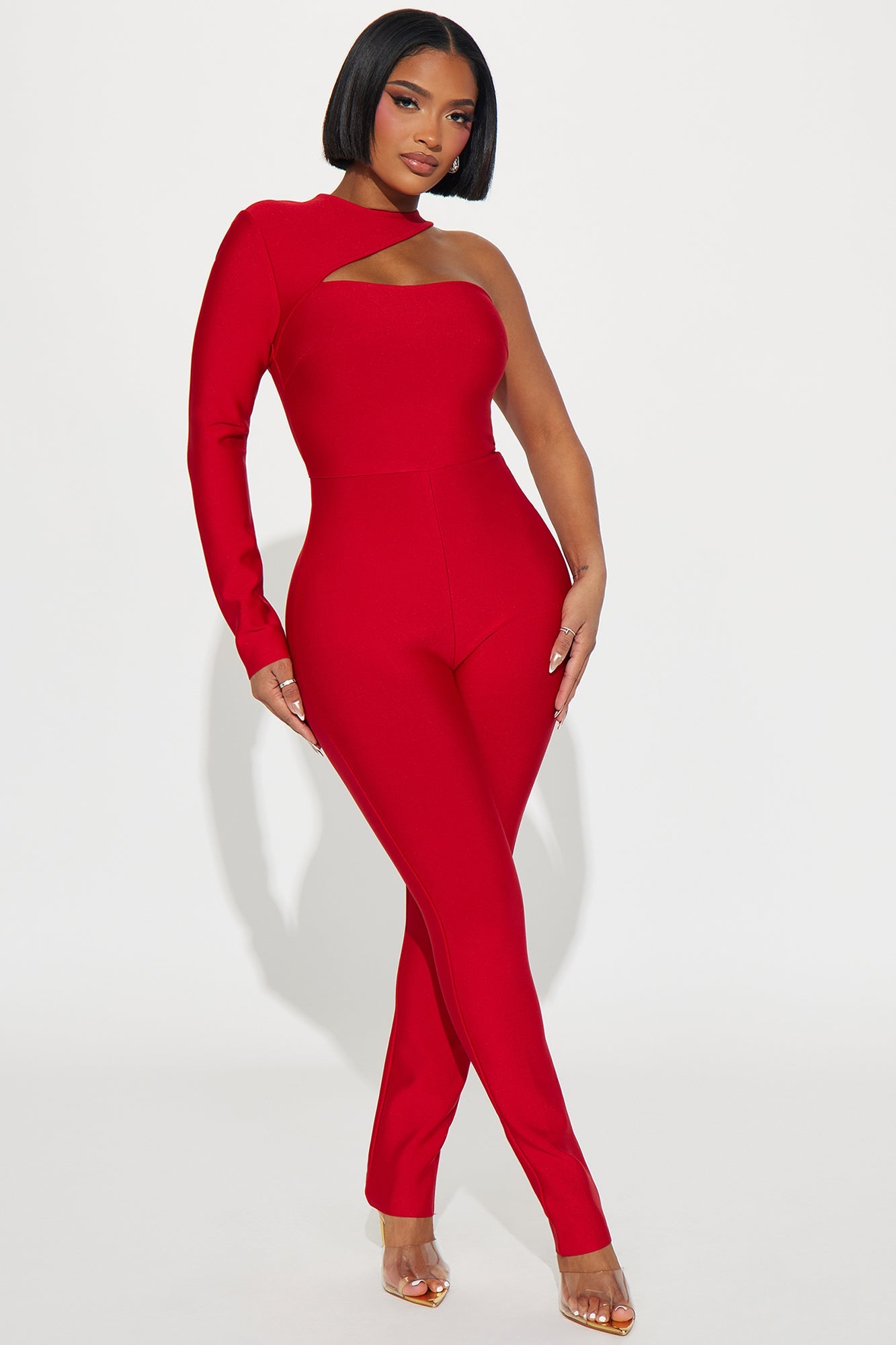 Make It Out Bandage Jumpsuit  - Red