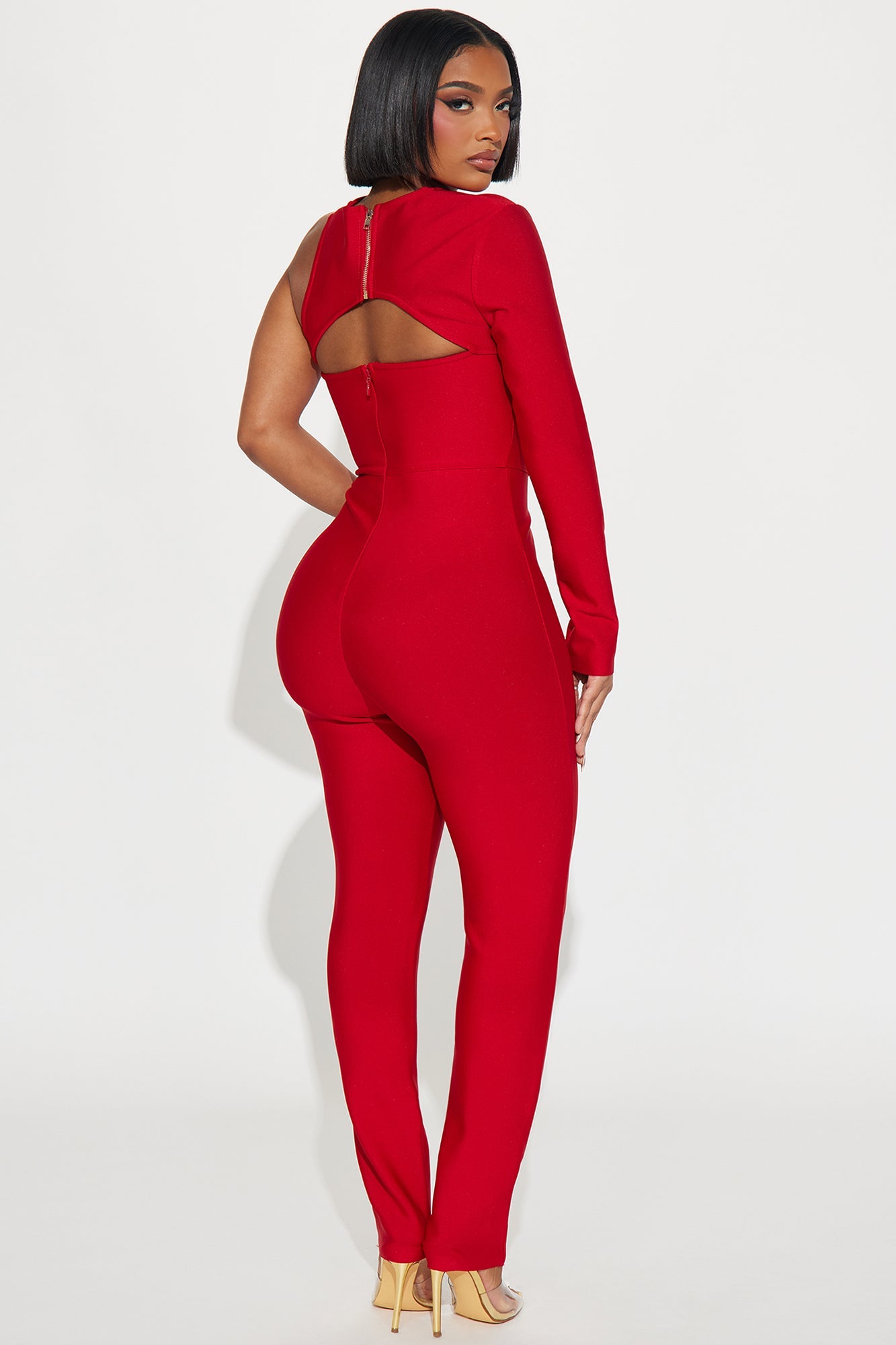 Make It Out Bandage Jumpsuit  - Red