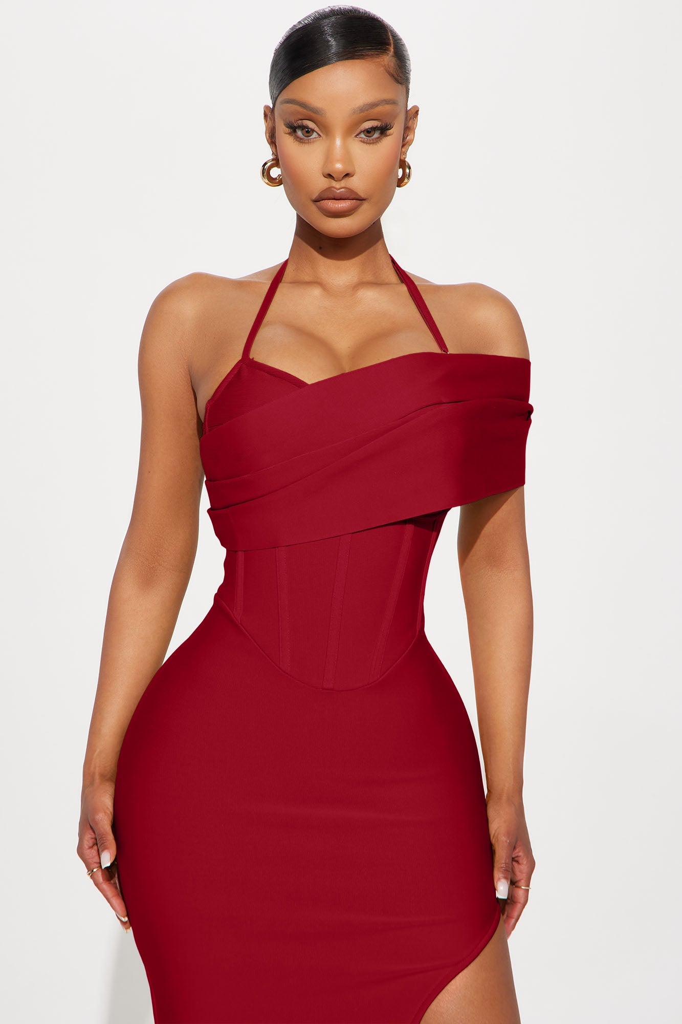 Kelly Ann Bandage Midi Dress - Red