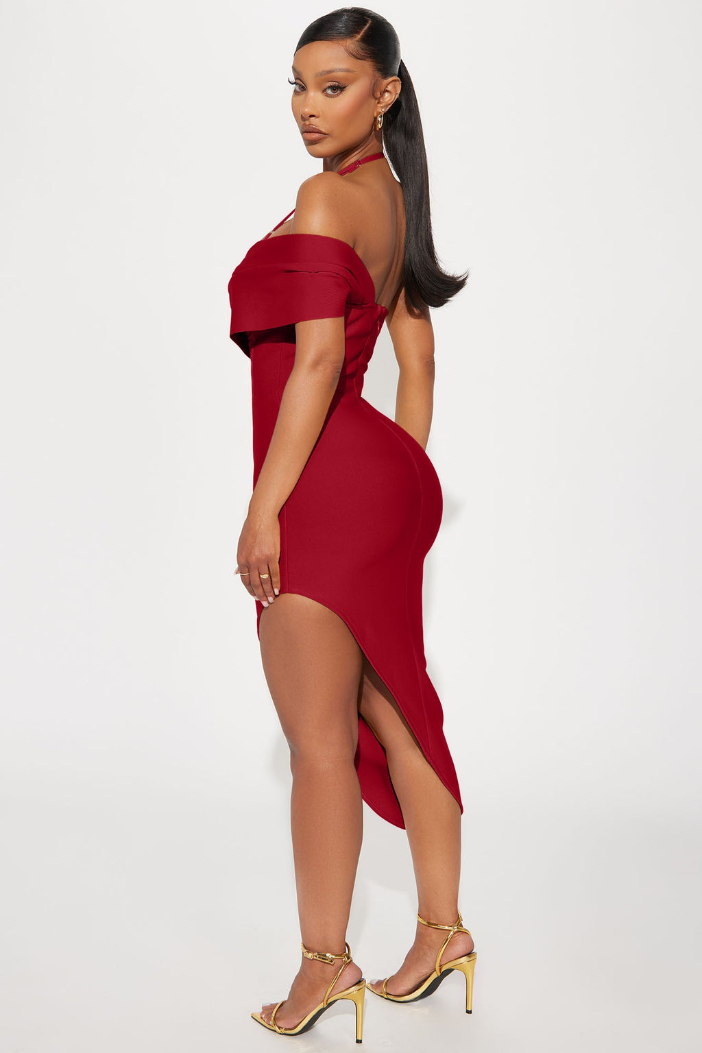 Kelly Ann Bandage Midi Dress - Red