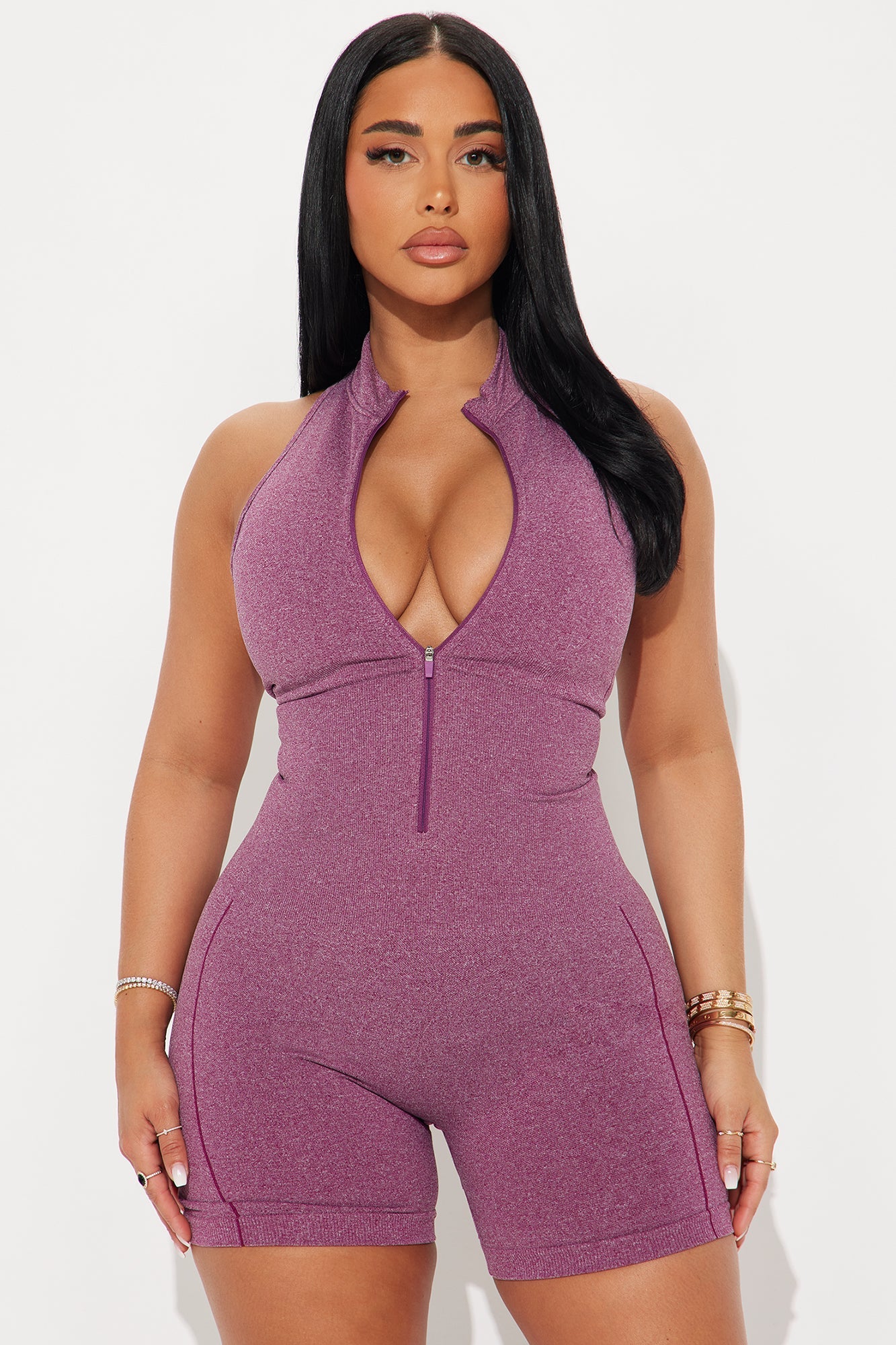 Cycle It Out Infinity Seamless Active Romper - Plum