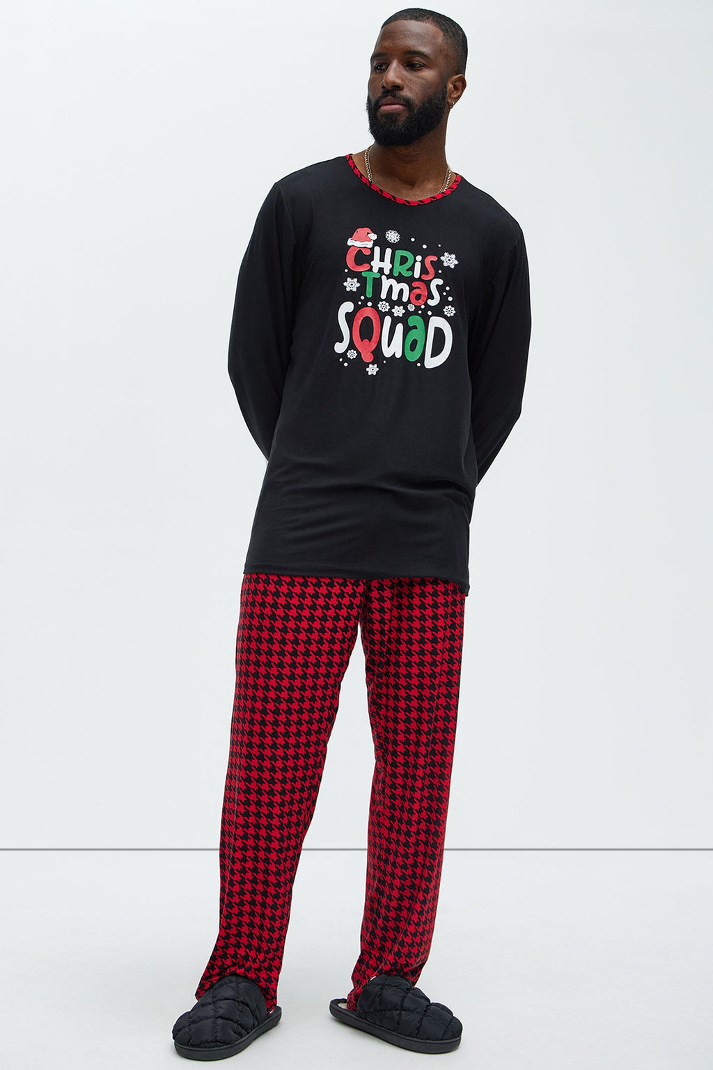 Christmas Squad Holiday PJ Set - Black/Red