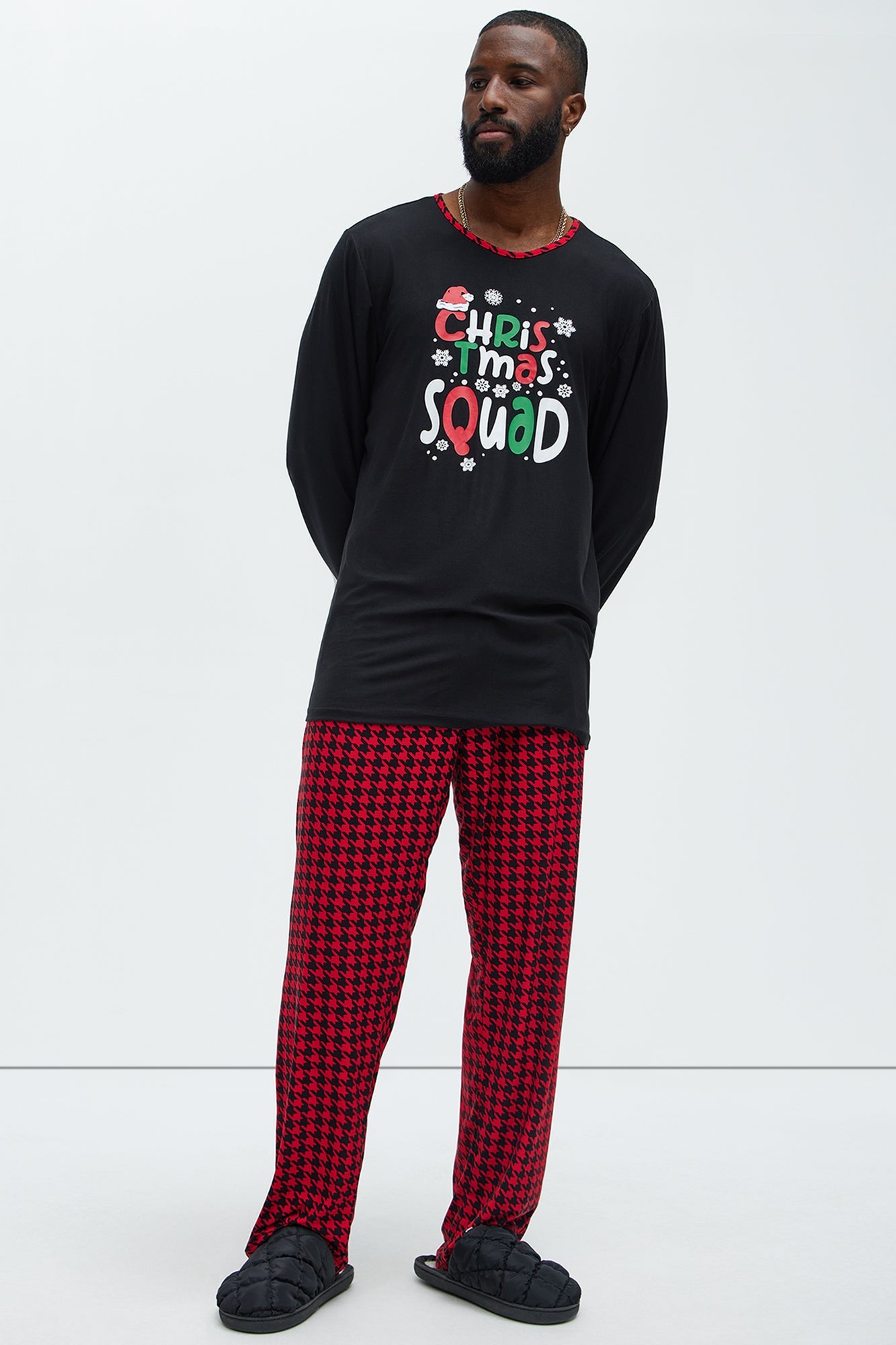 Christmas Squad Holiday PJ Set - Black/Red