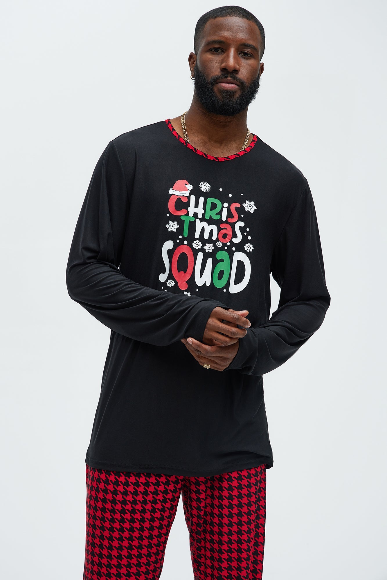Christmas Squad Holiday PJ Set - Black/Red