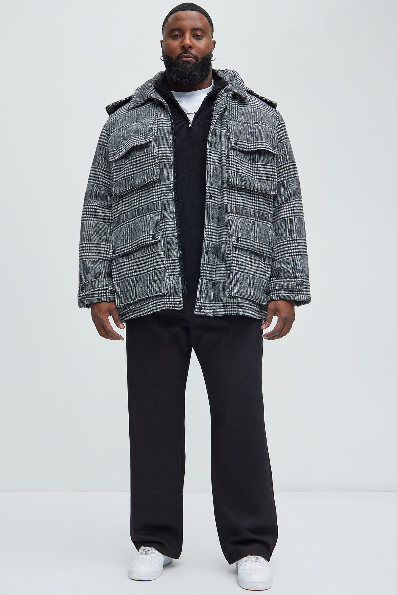 Careless And Free Plaid Jacket - Black