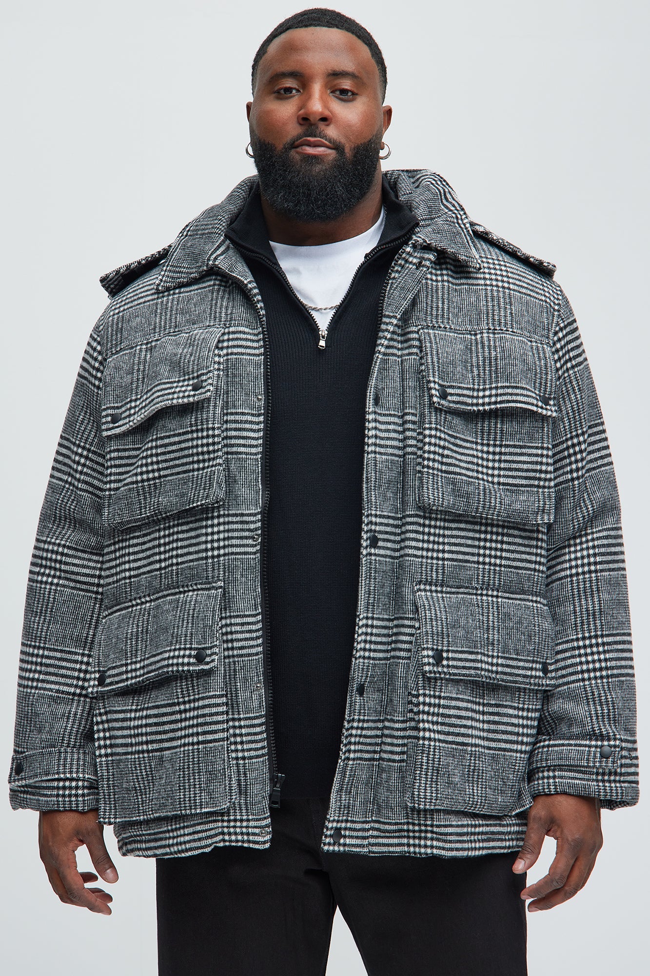 Careless And Free Plaid Jacket - Black