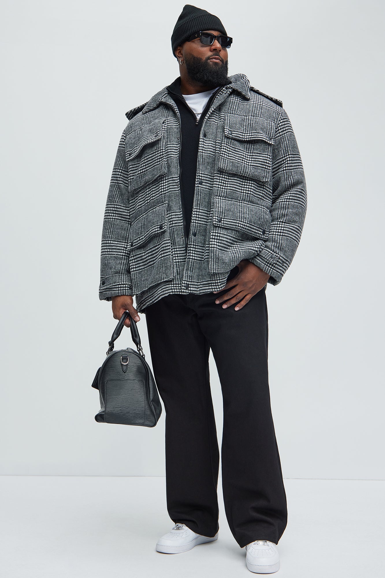 Careless And Free Plaid Jacket - Black