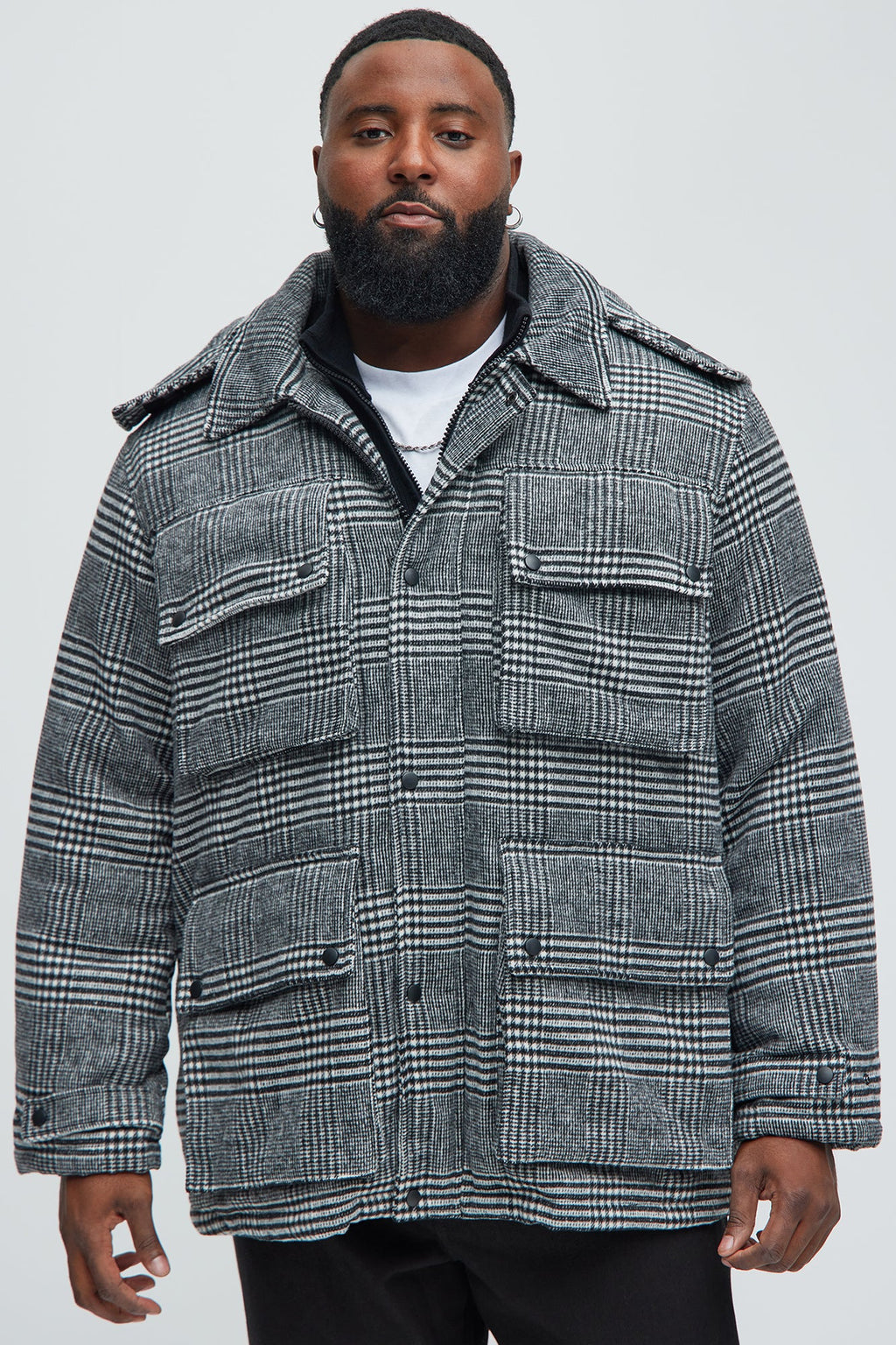 Careless And Free Plaid Jacket - Black