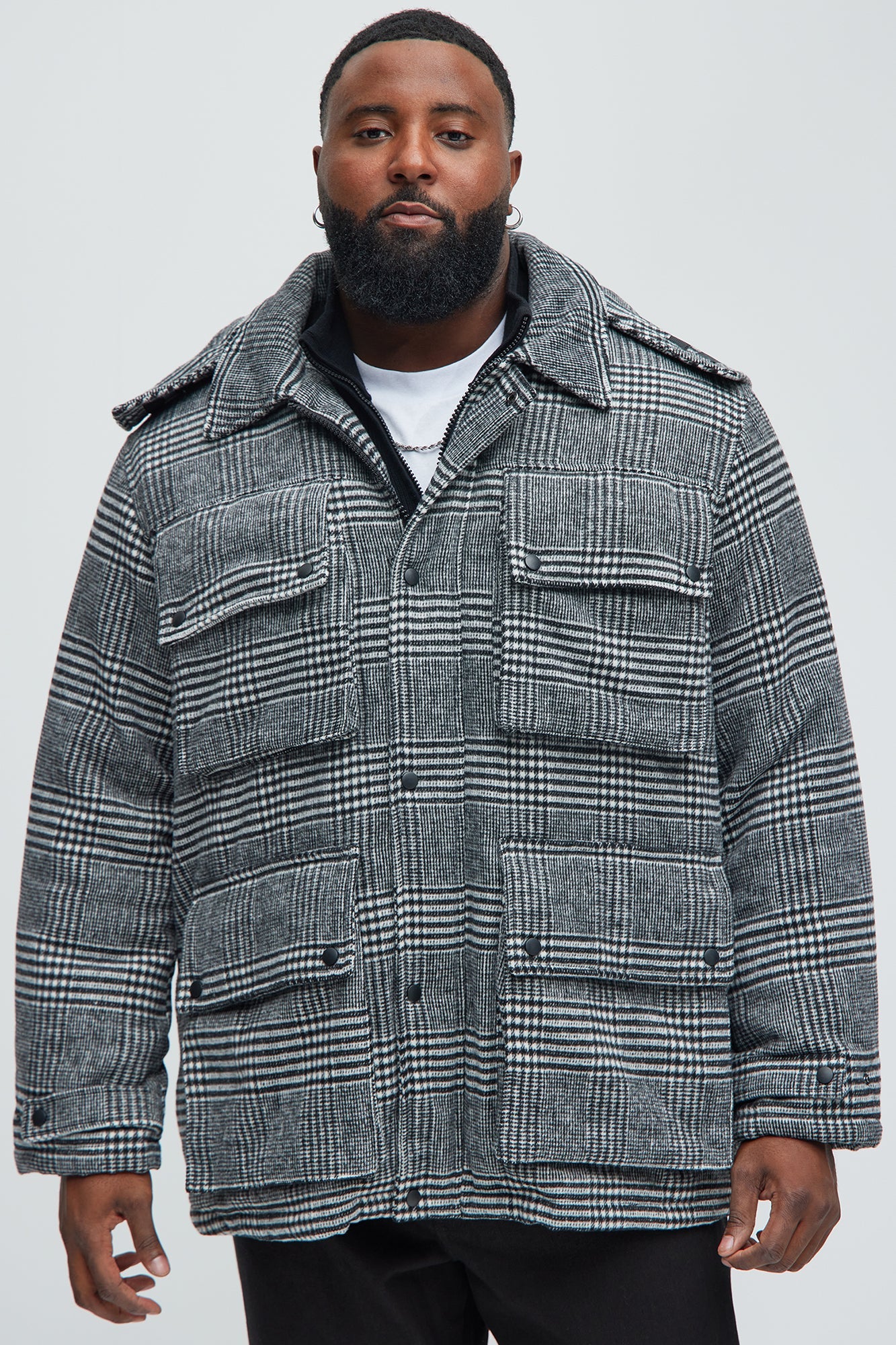 Careless And Free Plaid Jacket - Black