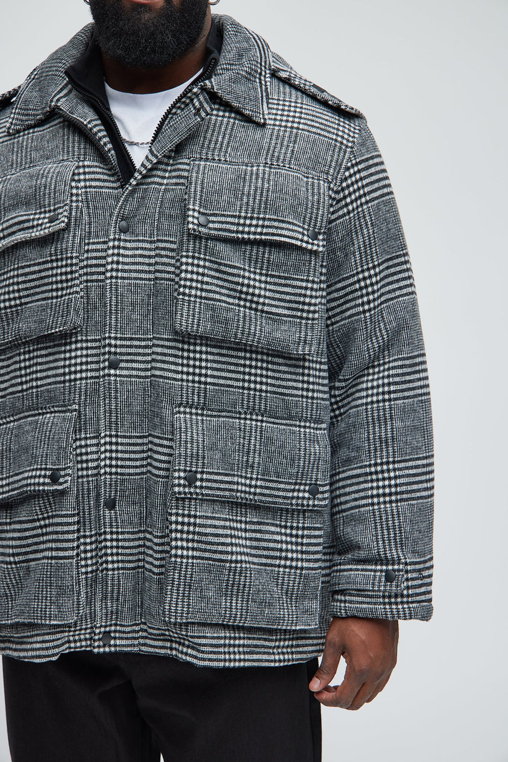 Careless And Free Plaid Jacket - Black