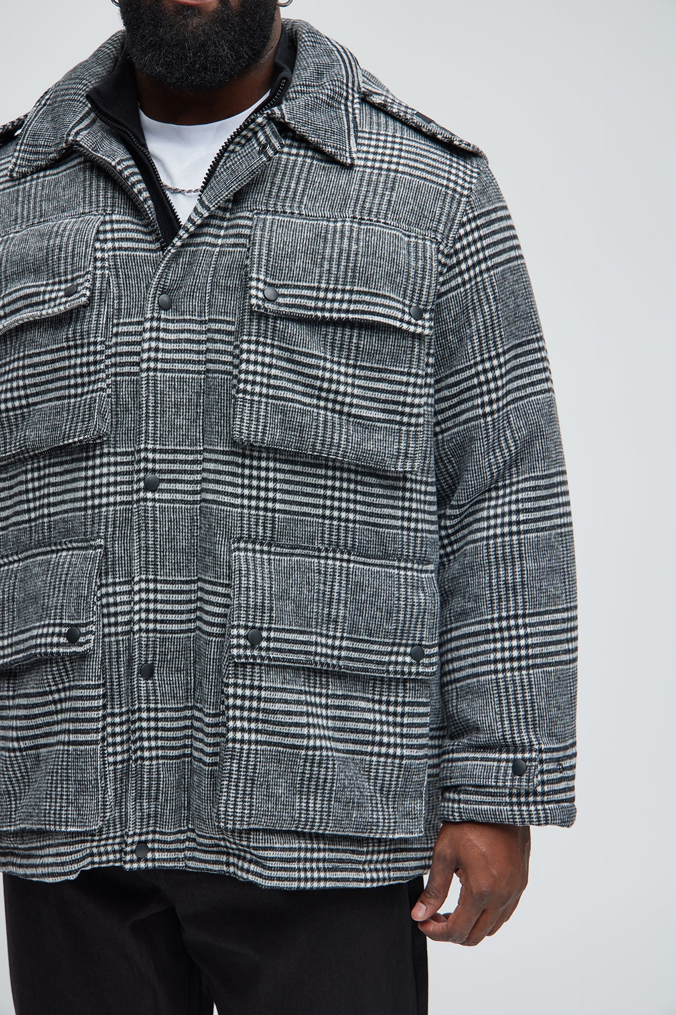 Careless And Free Plaid Jacket - Black
