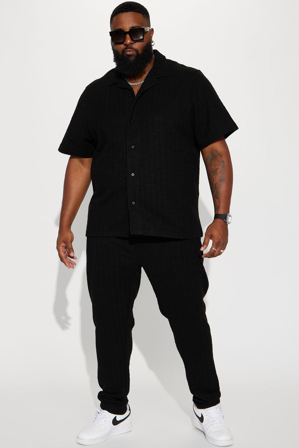 Dean Textured Slim Pants - Black