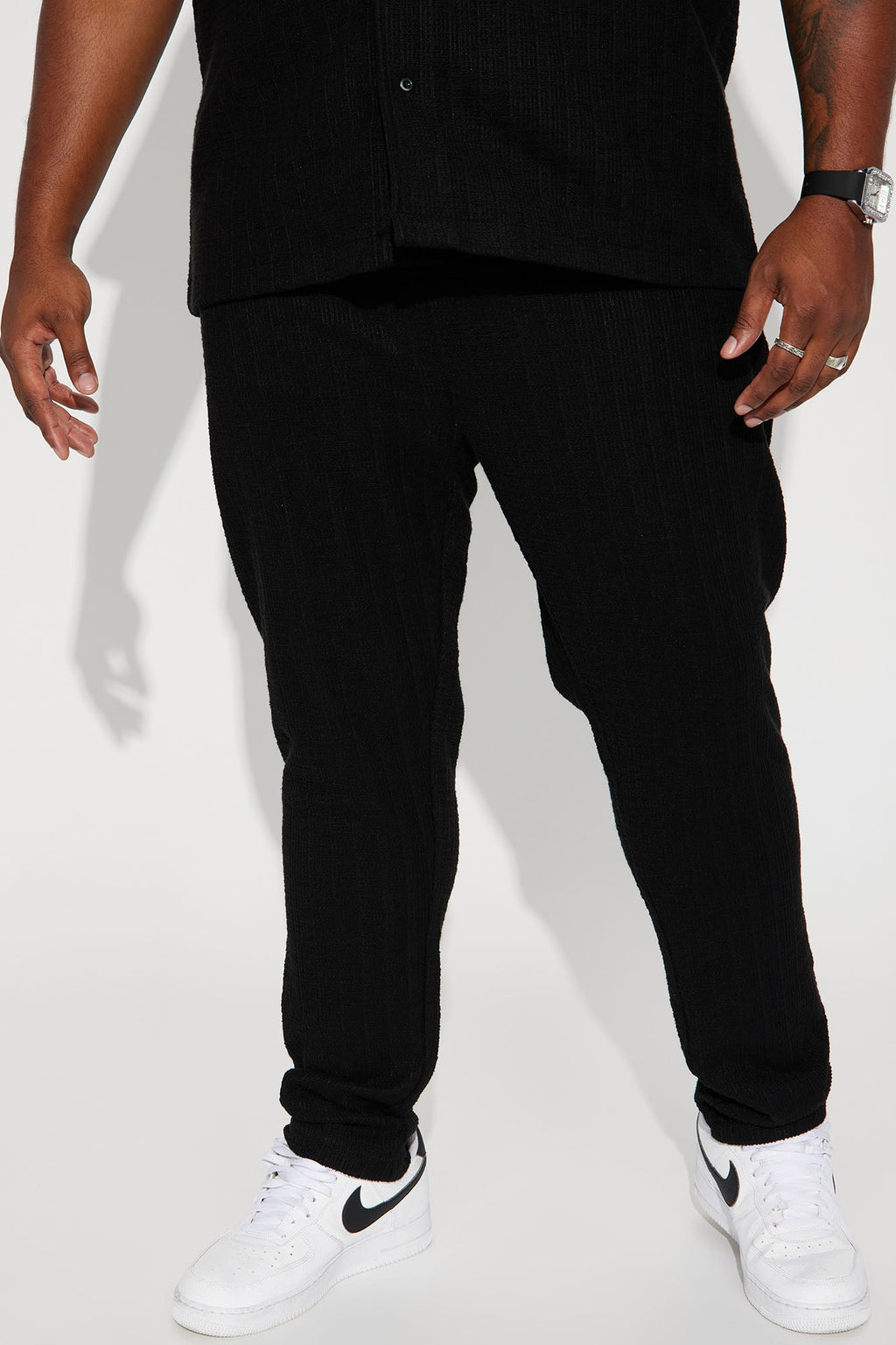 Dean Textured Slim Pants - Black
